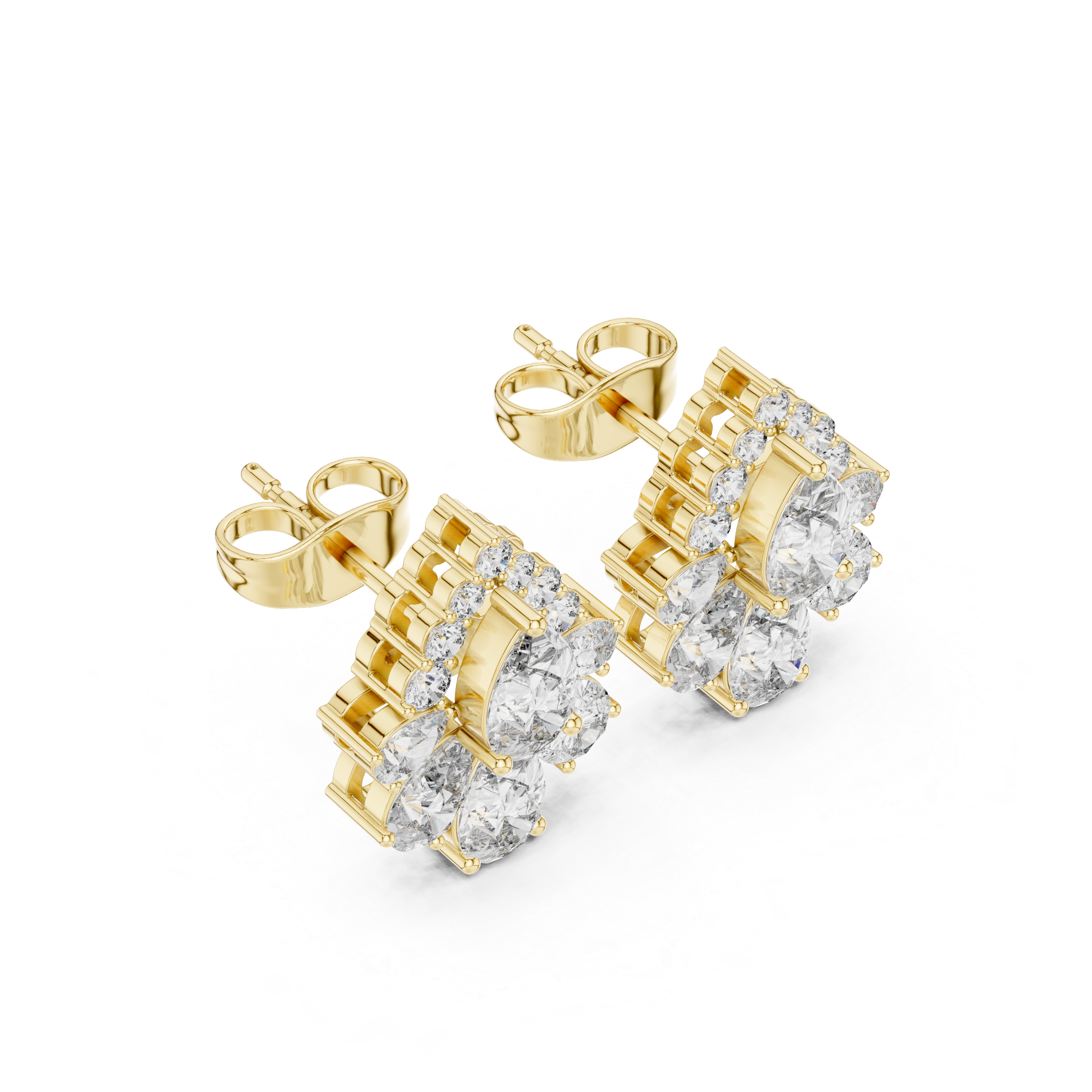 1.97 CT Pear Diamond Vintage Halo Stud Earrings