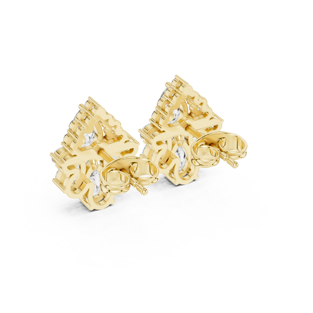 1.97 CT Pear Diamond Vintage Halo Stud Earrings