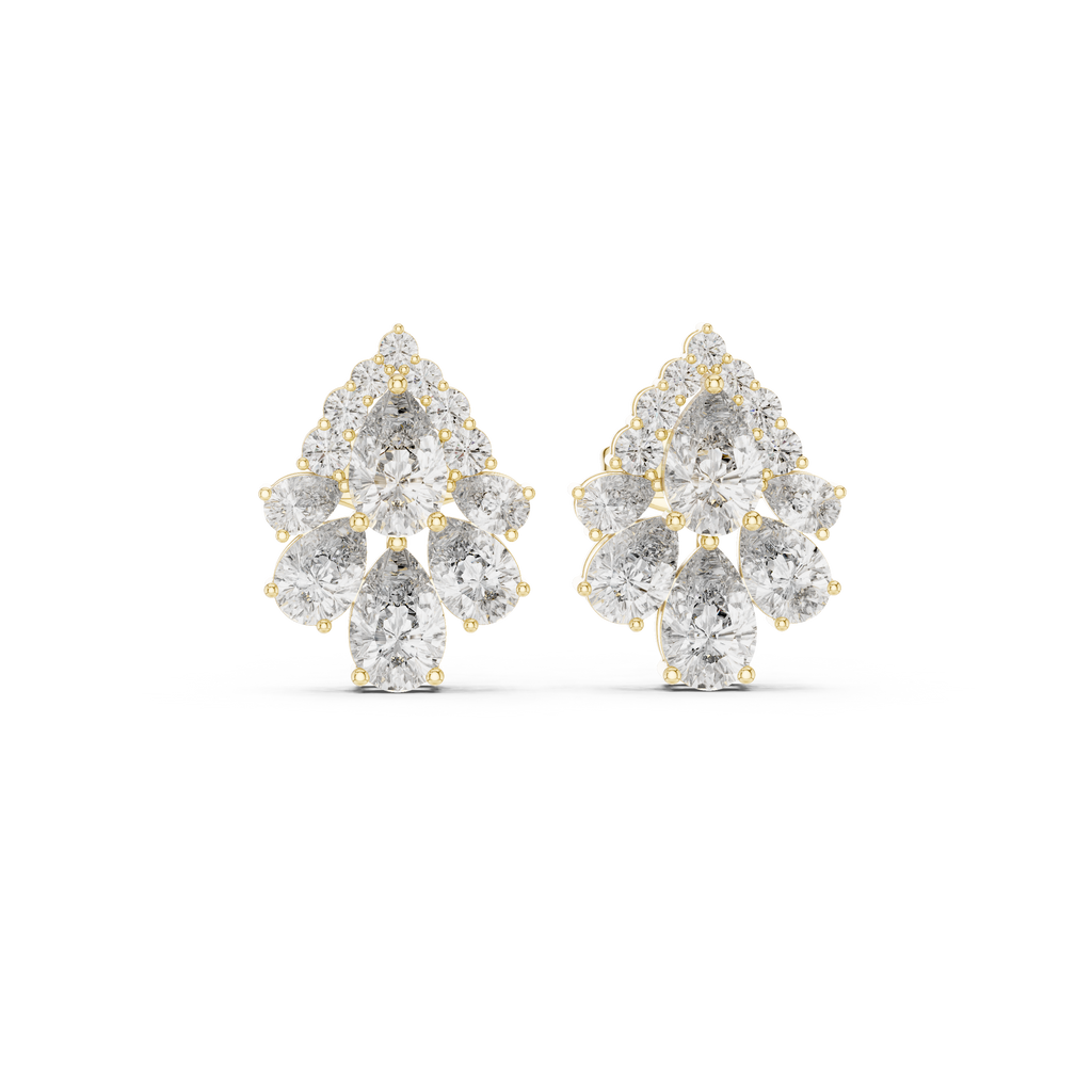 1.97 CT Pear Diamond Vintage Halo Stud Earrings