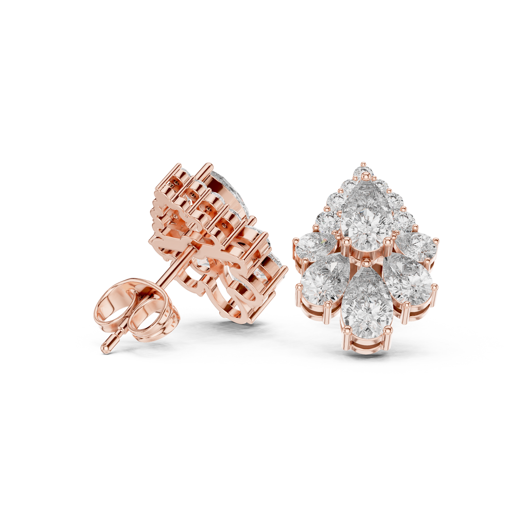 1.97 CT Pear Diamond Vintage Halo Stud Earrings