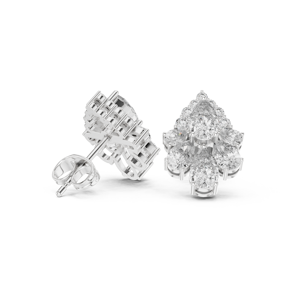 1.97 CT Pear Diamond Vintage Halo Stud Earrings