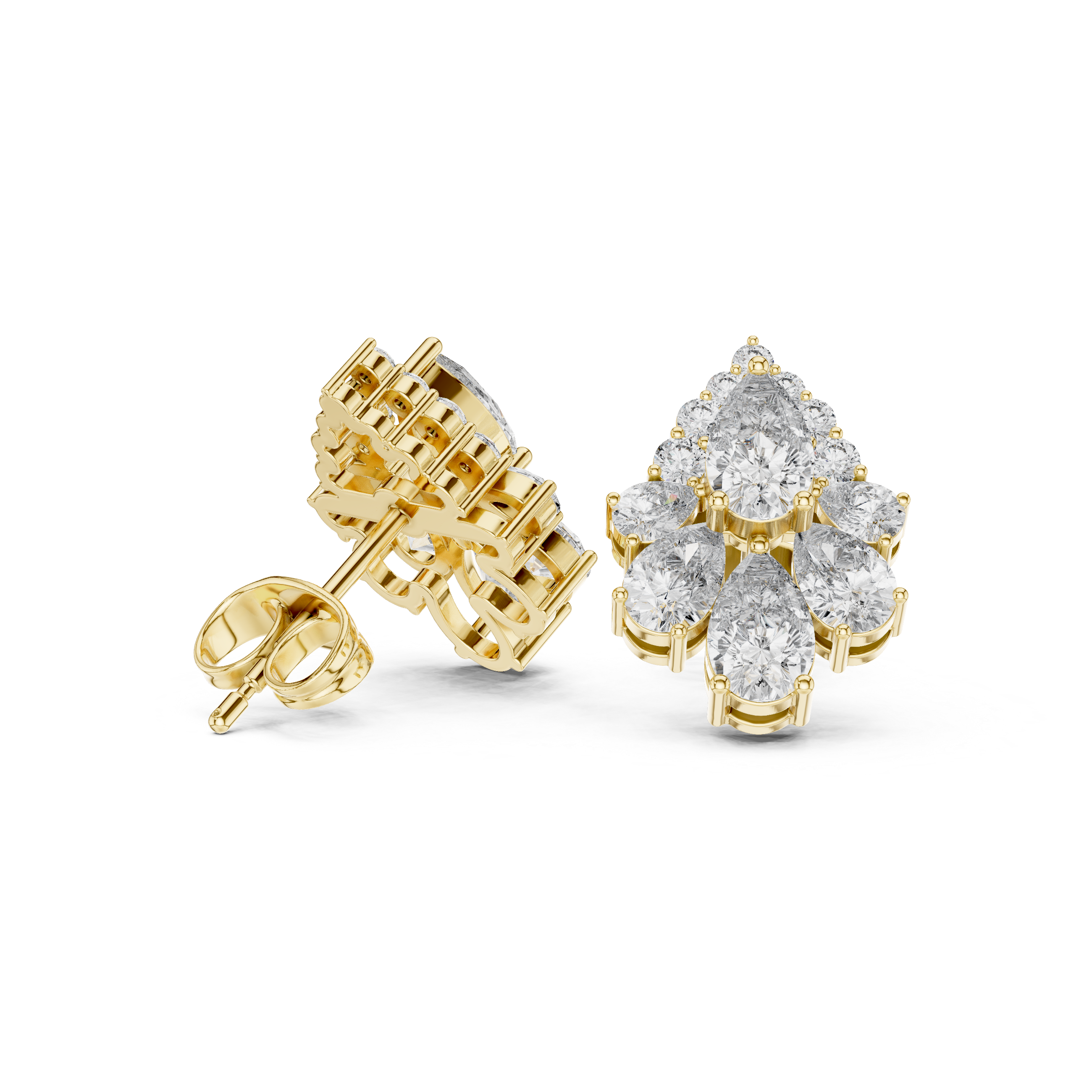 1.97 CT Pear Diamond Vintage Halo Stud Earrings