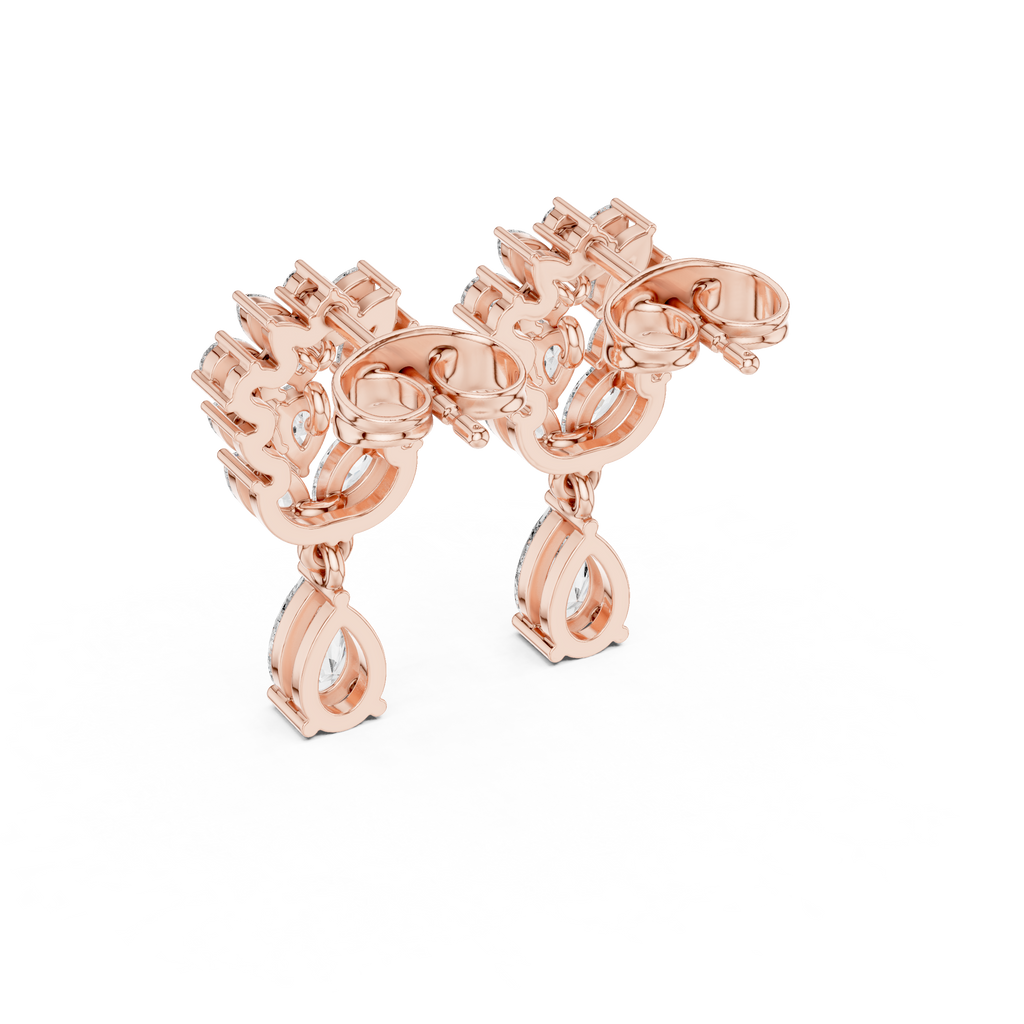 1.19 CT Pear & Marquise Diamond Drop Earrings