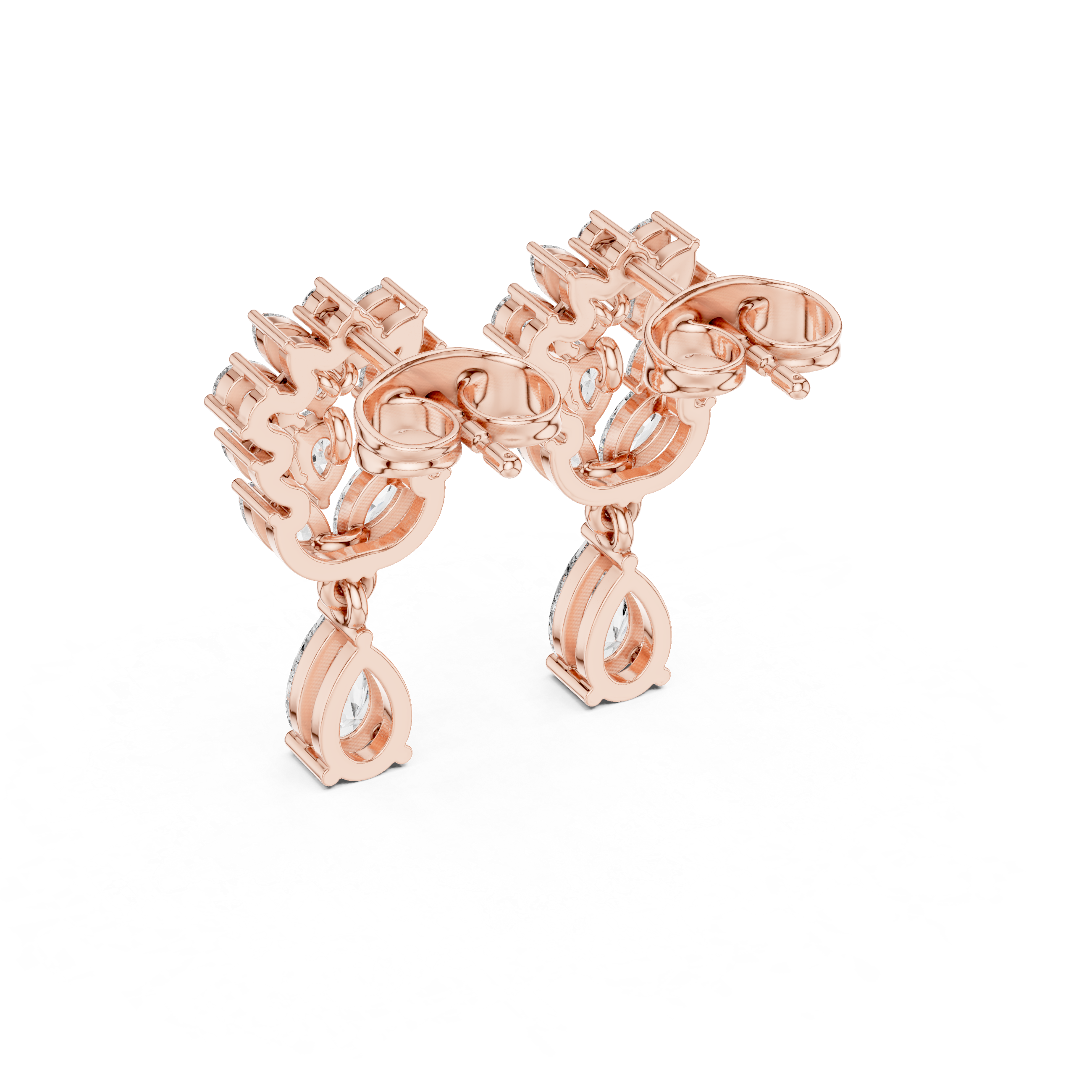 1.19 CT Pear & Marquise Diamond Drop Earrings