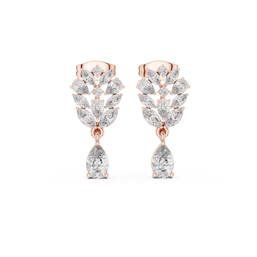 1.19 CT Pear & Marquise Diamond Drop Earrings