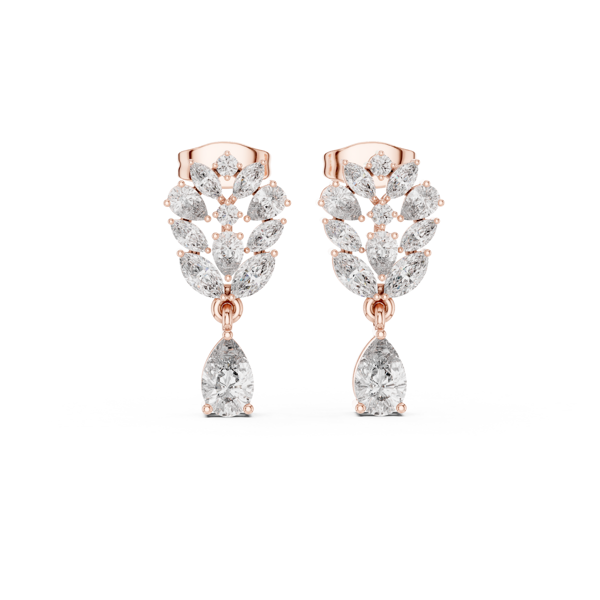 Pear & Marquise Diamond Drop Earrings, gallery image — Jewelix Atelier