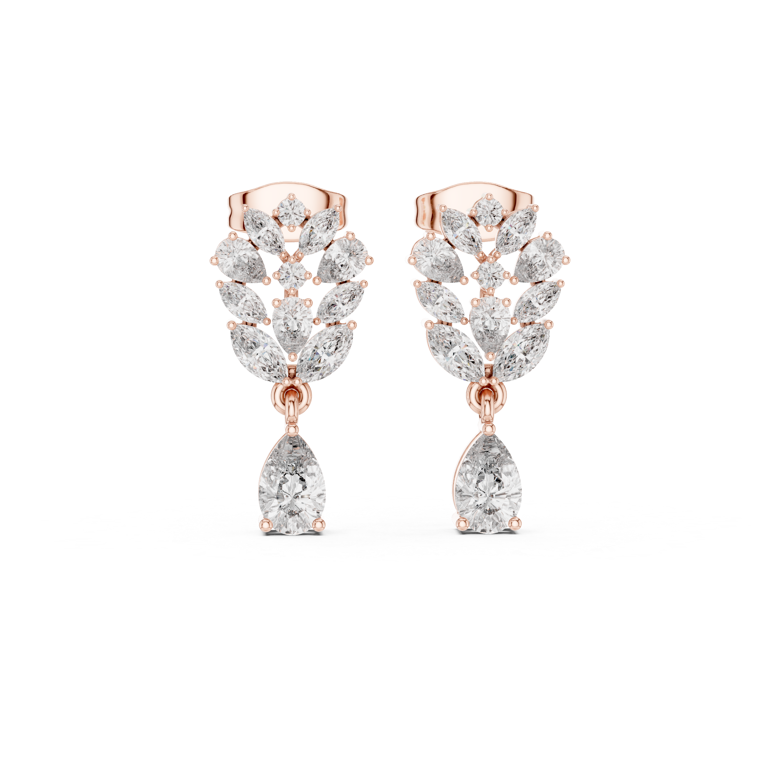 1.19 CT Pear & Marquise Diamond Drop Earrings