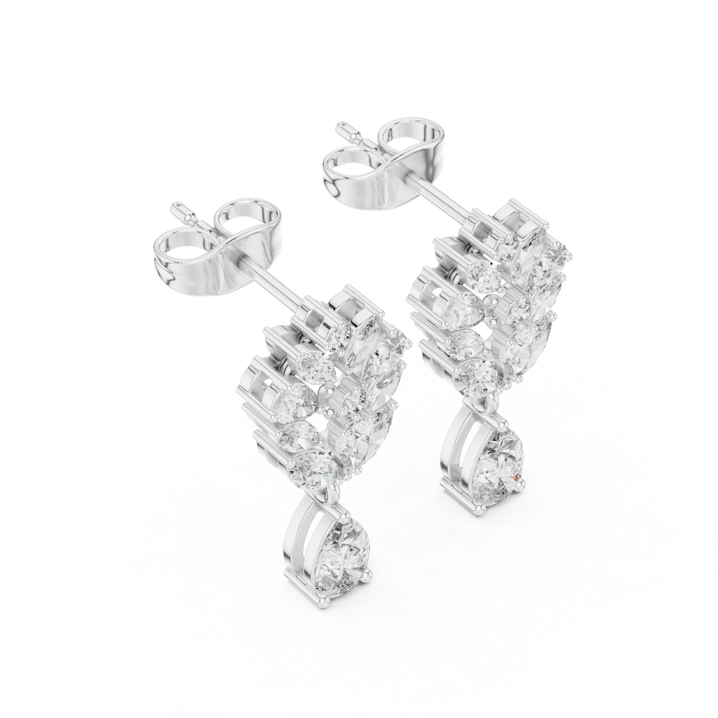 1.19 CT Pear & Marquise Diamond Drop Earrings