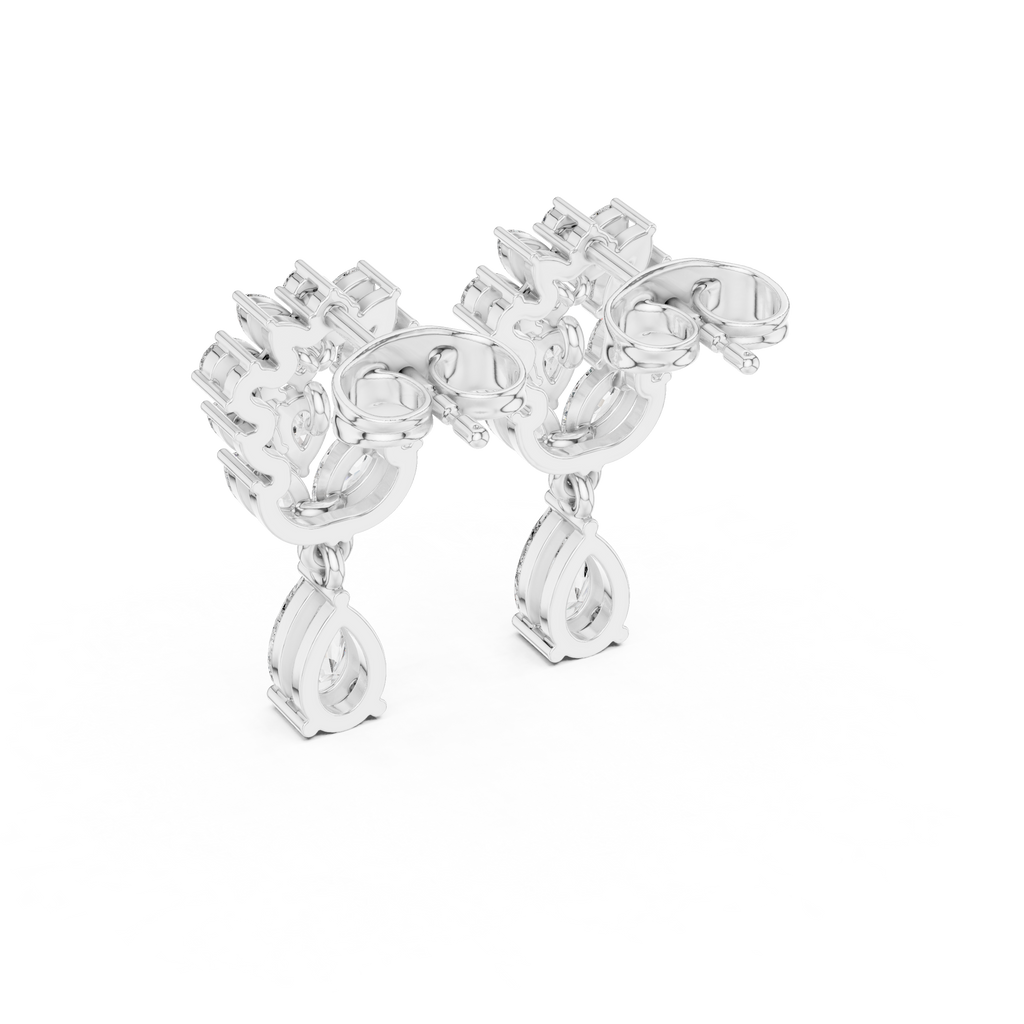 1.19 CT Pear & Marquise Diamond Drop Earrings