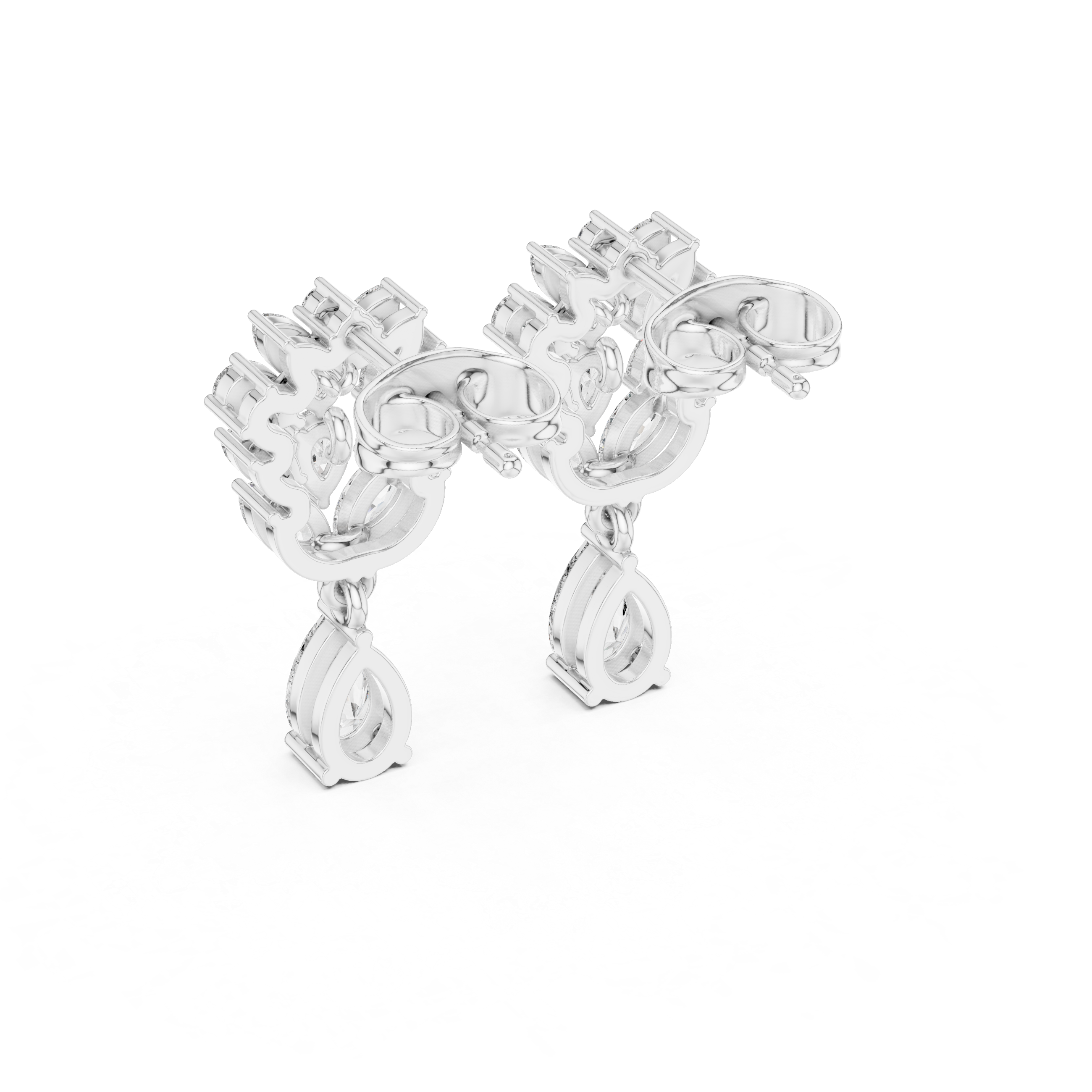 1.19 CT Pear & Marquise Diamond Drop Earrings