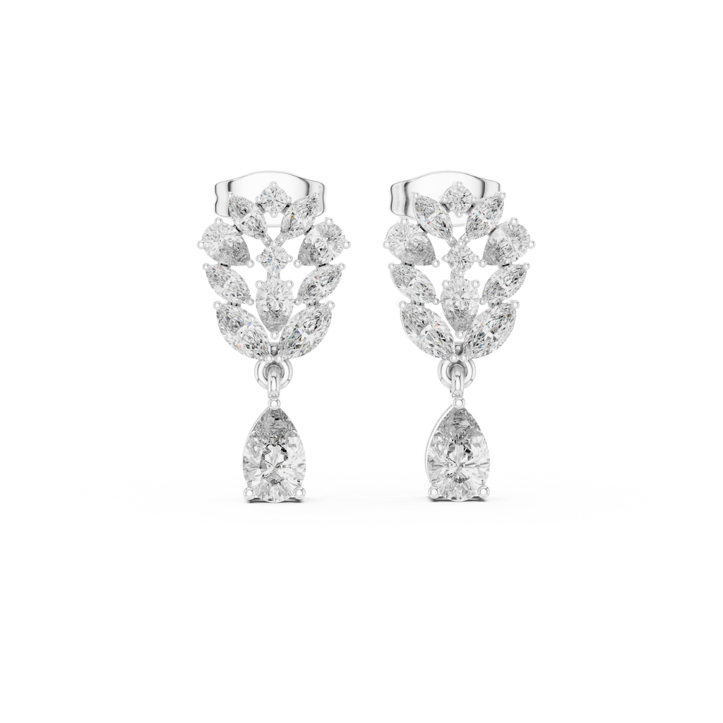 1.19 CT Pear & Marquise Diamond Drop Earrings