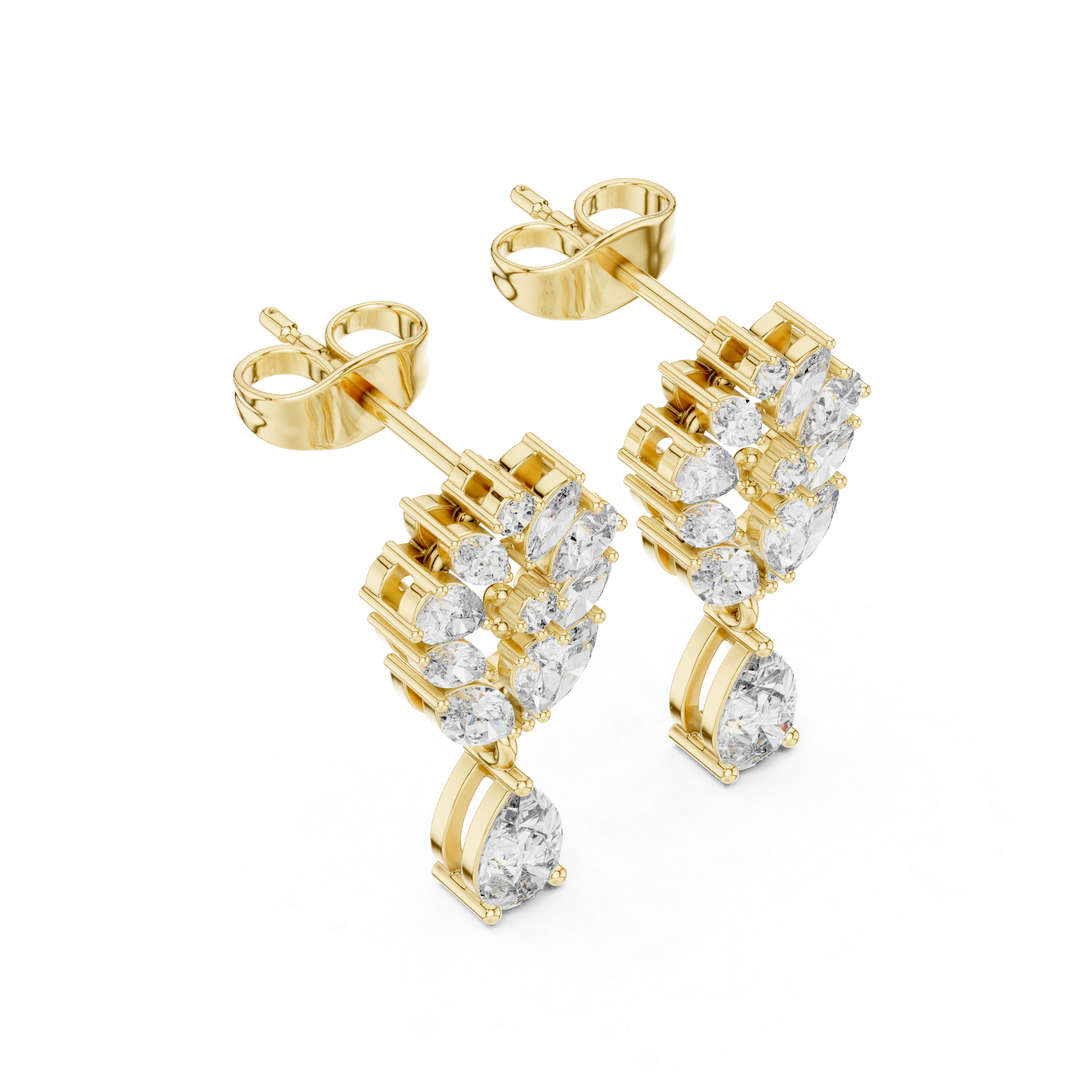 1.19 CT Pear & Marquise Diamond Drop Earrings