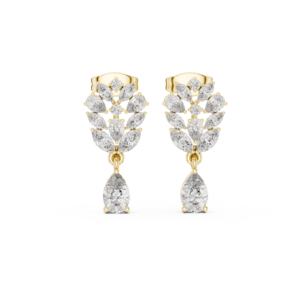 1.19 CT Pear & Marquise Diamond Drop Earrings