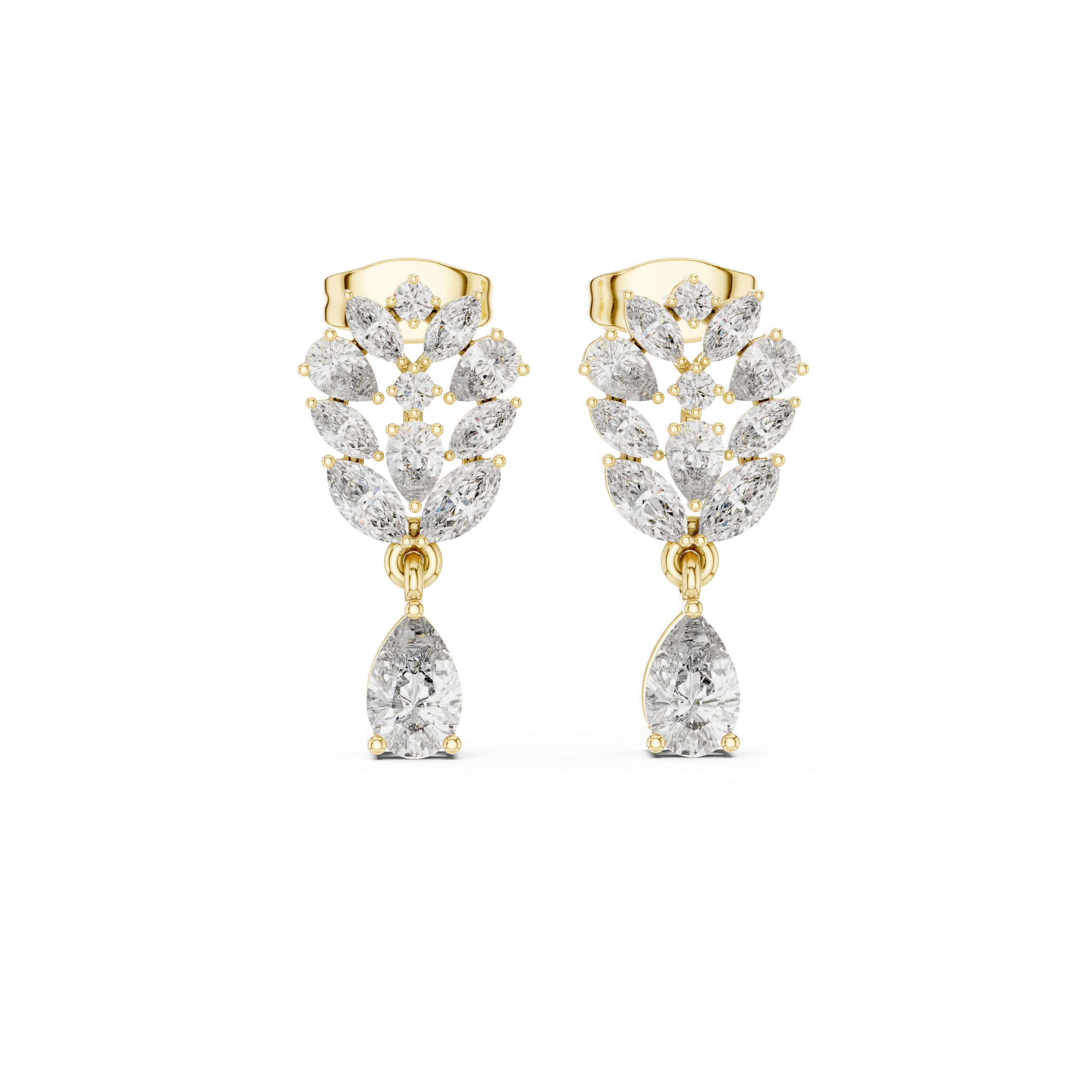 1.19 CT Pear & Marquise Diamond Drop Earrings