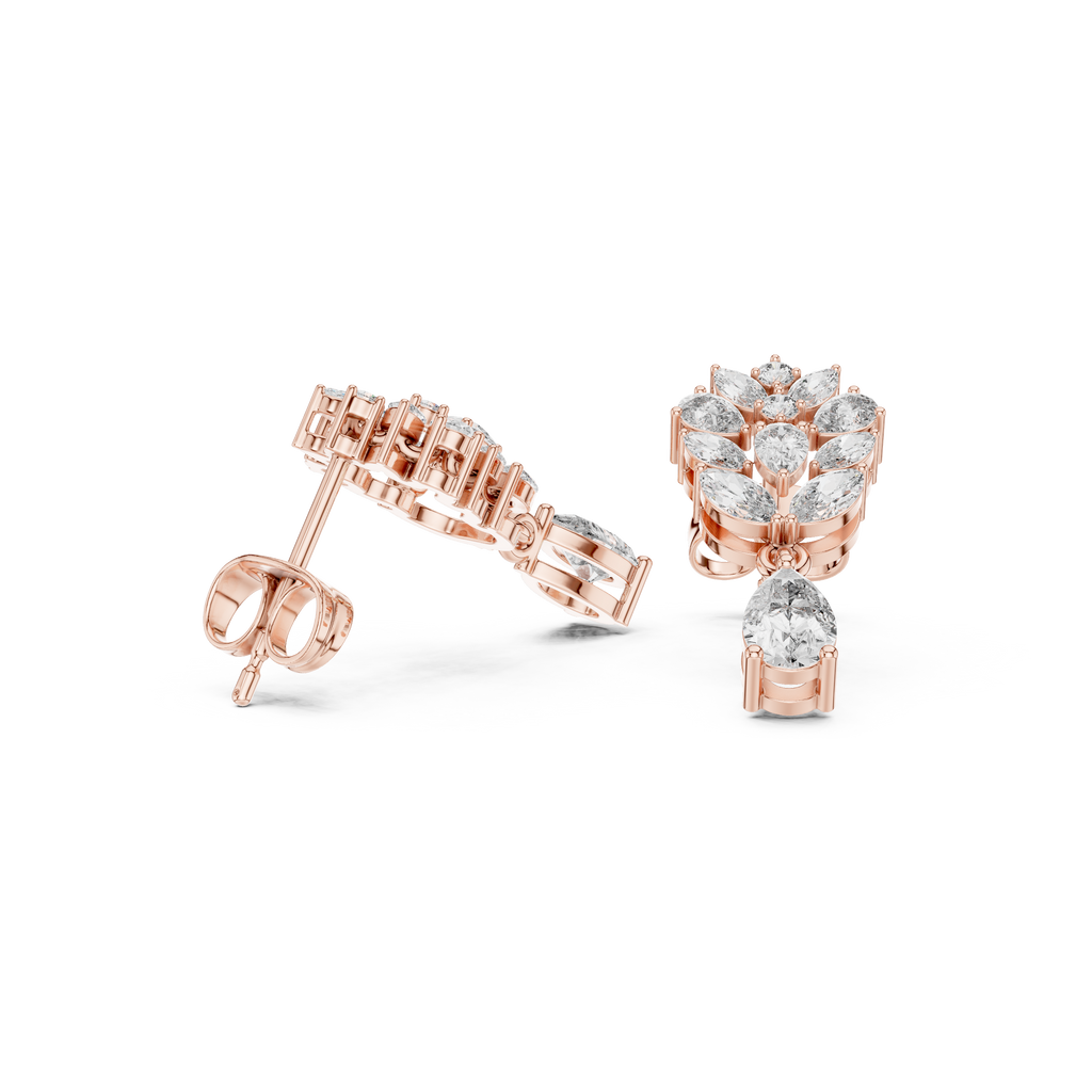 1.19 CT Pear & Marquise Diamond Drop Earrings