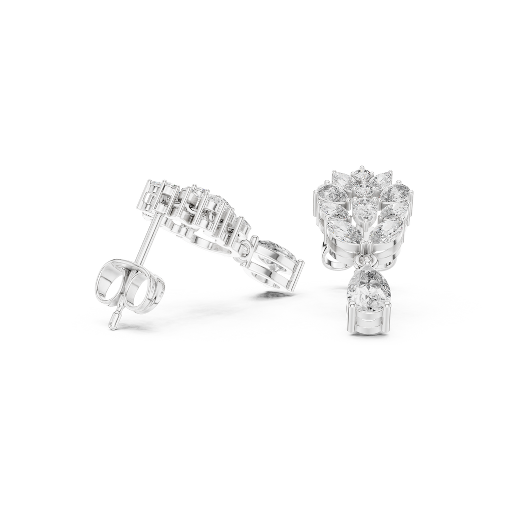 1.19 CT Pear & Marquise Diamond Drop Earrings