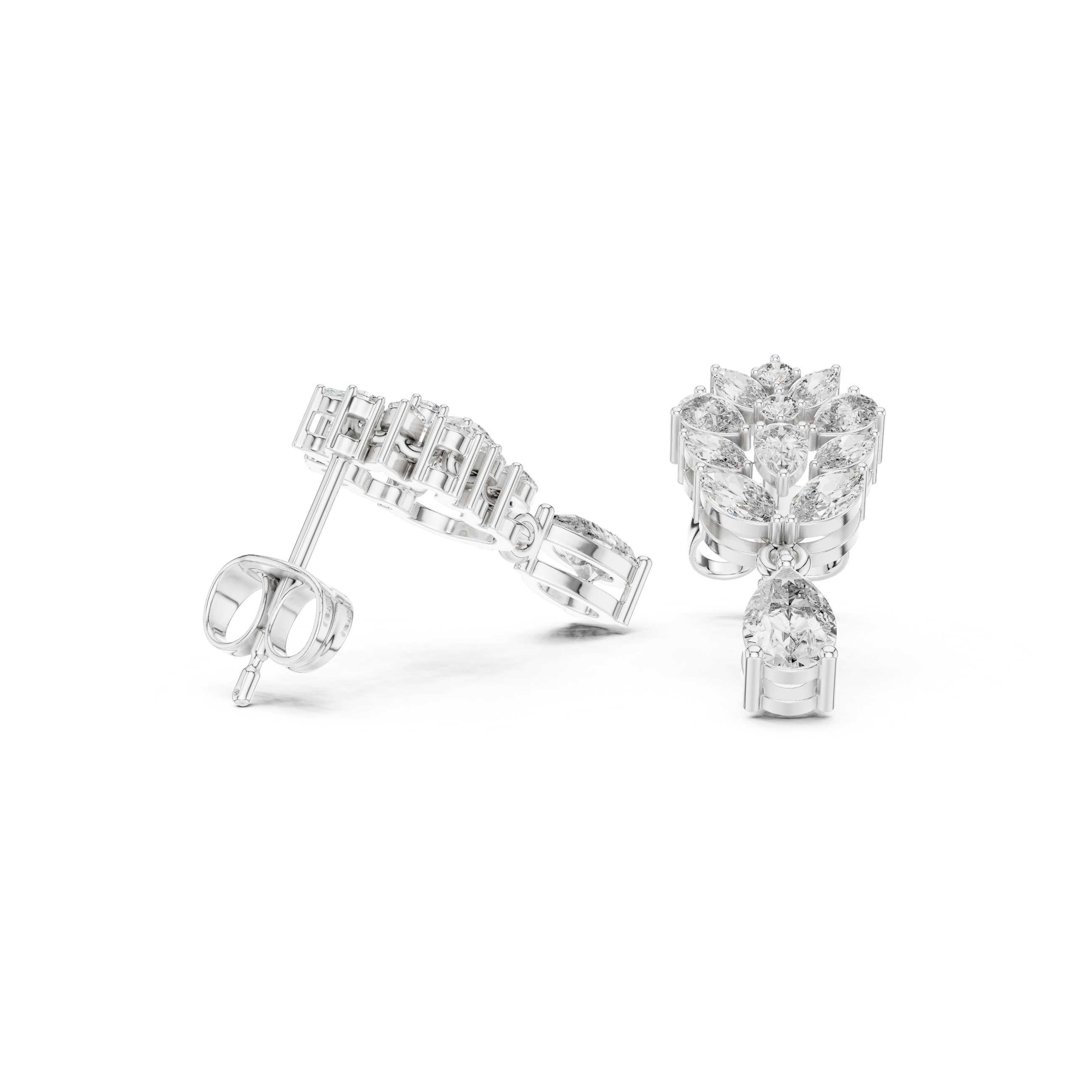 1.19 CT Pear & Marquise Diamond Drop Earrings