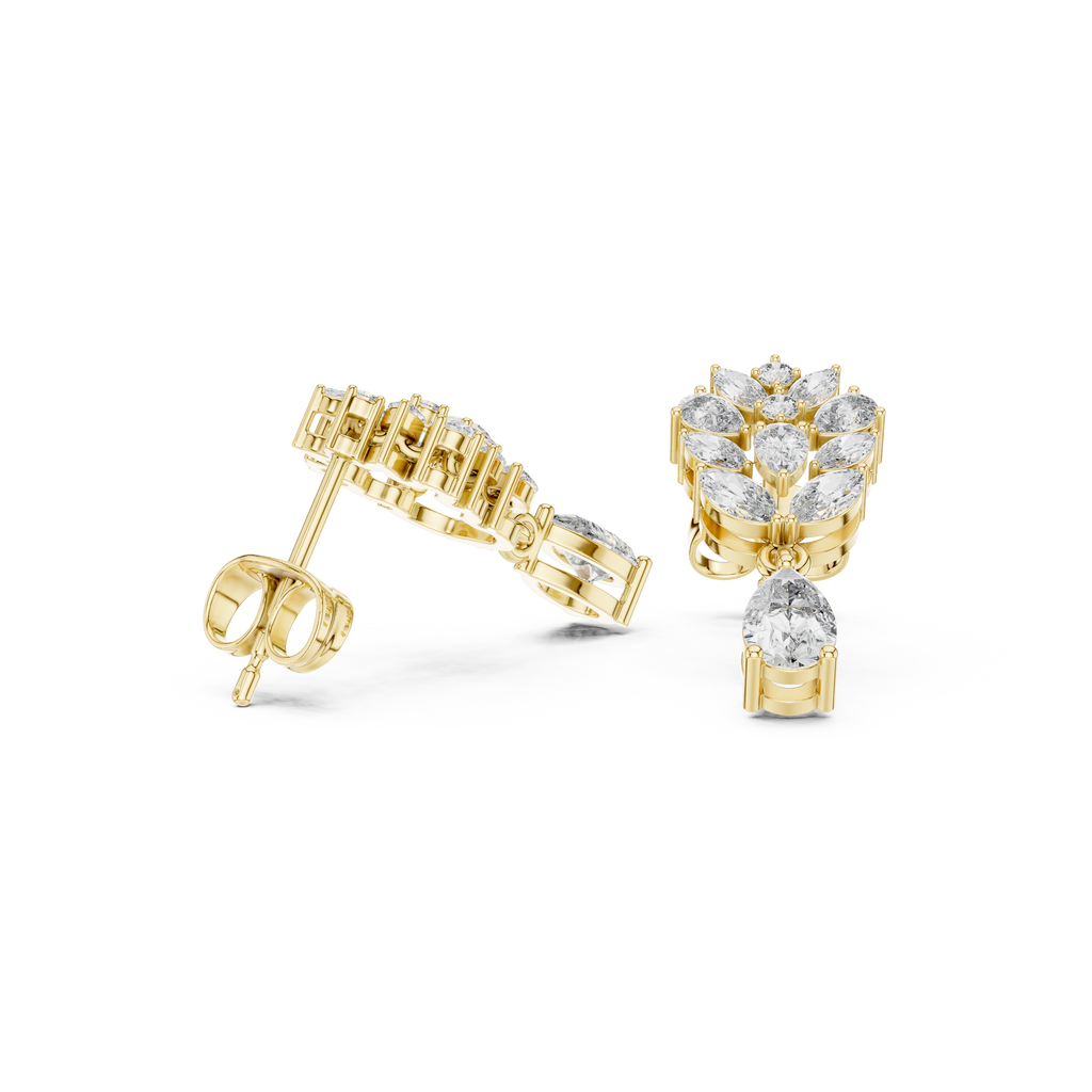 1.19 CT Pear & Marquise Diamond Drop Earrings