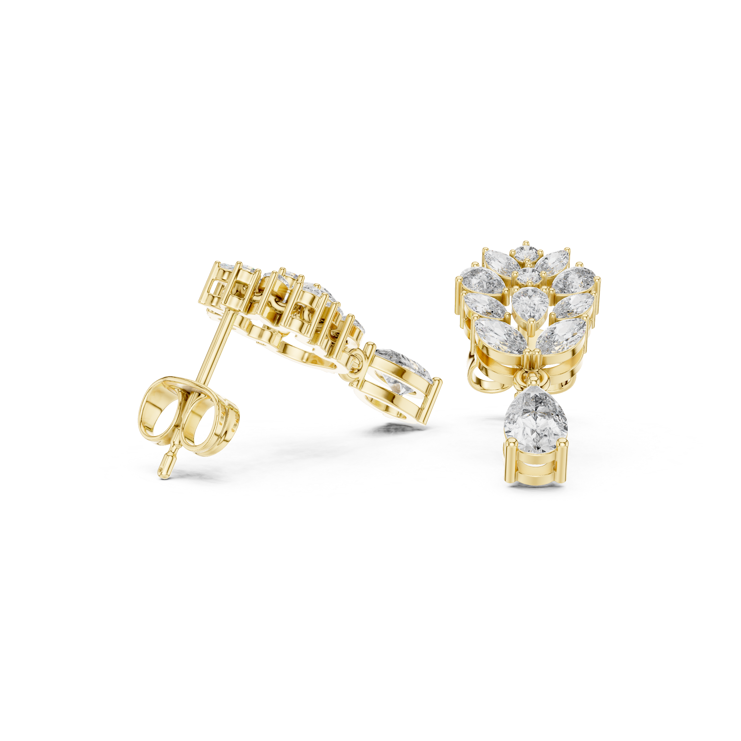 1.19 CT Pear & Marquise Diamond Drop Earrings