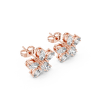 2.31 CT Oval Diamond Floral Cluster Stud Earrings