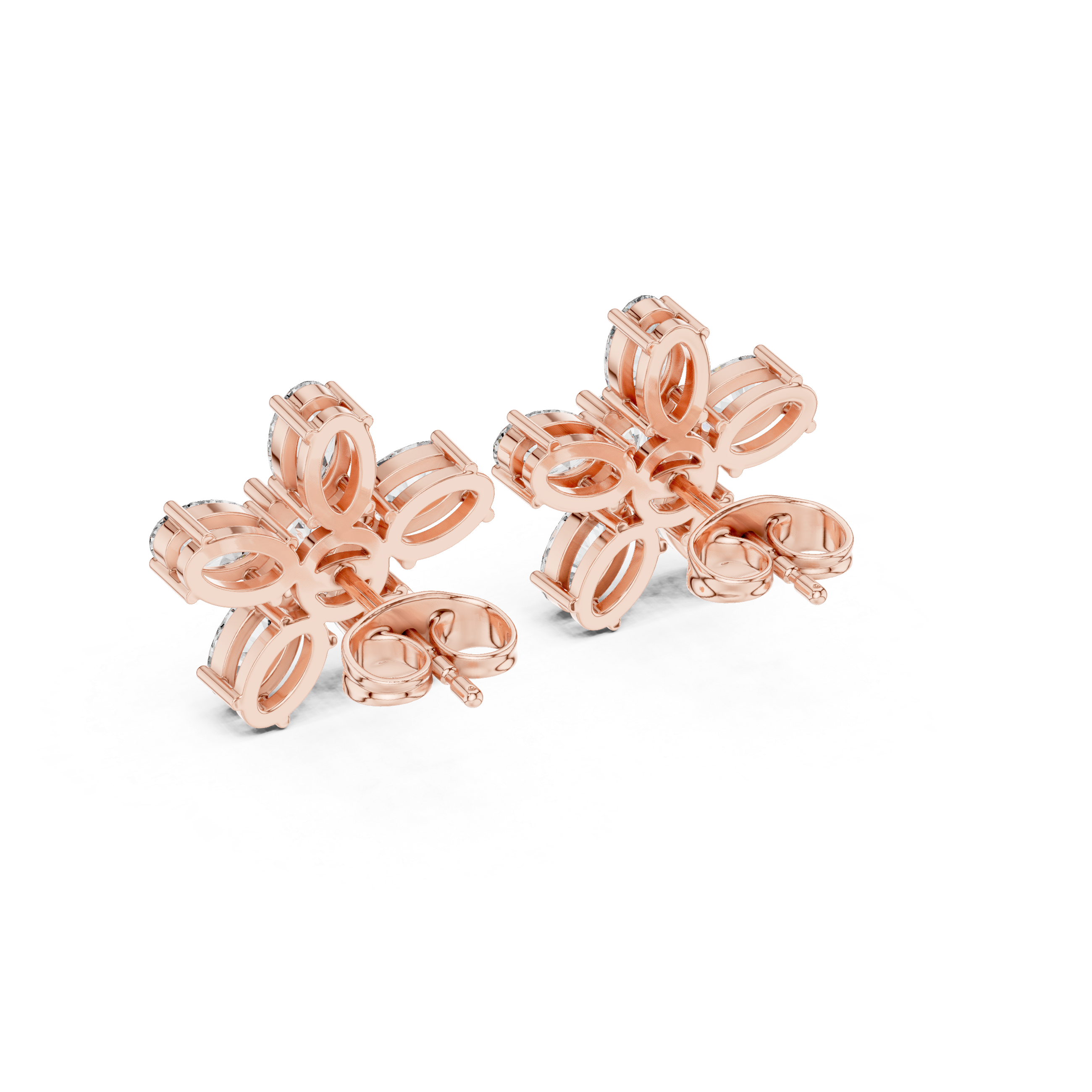 2.31 CT Oval Diamond Floral Cluster Stud Earrings