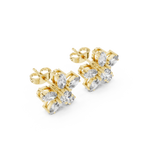 2.31 CT Oval Diamond Floral Cluster Stud Earrings