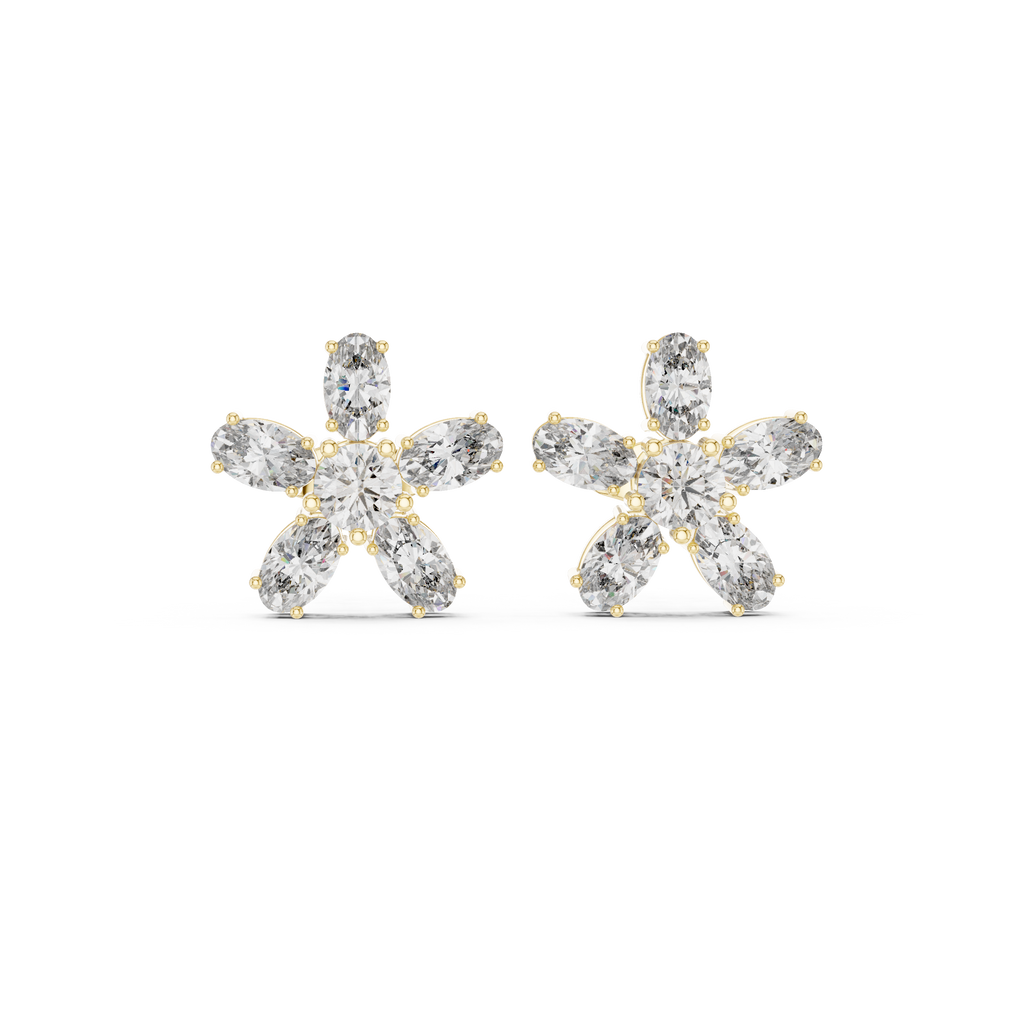 2.31 CT Oval Diamond Floral Cluster Stud Earrings