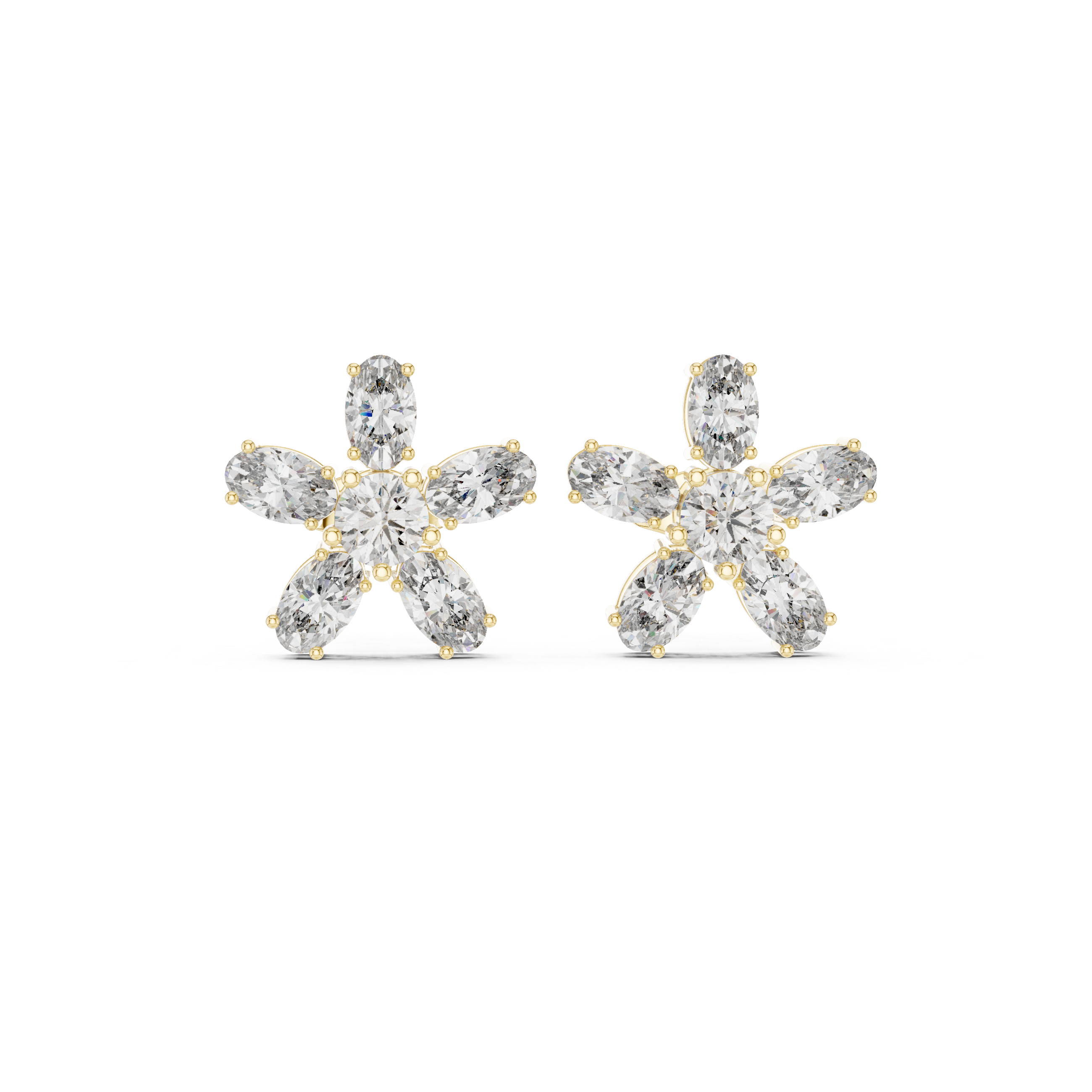 2.31 CT Oval Diamond Floral Cluster Stud Earrings