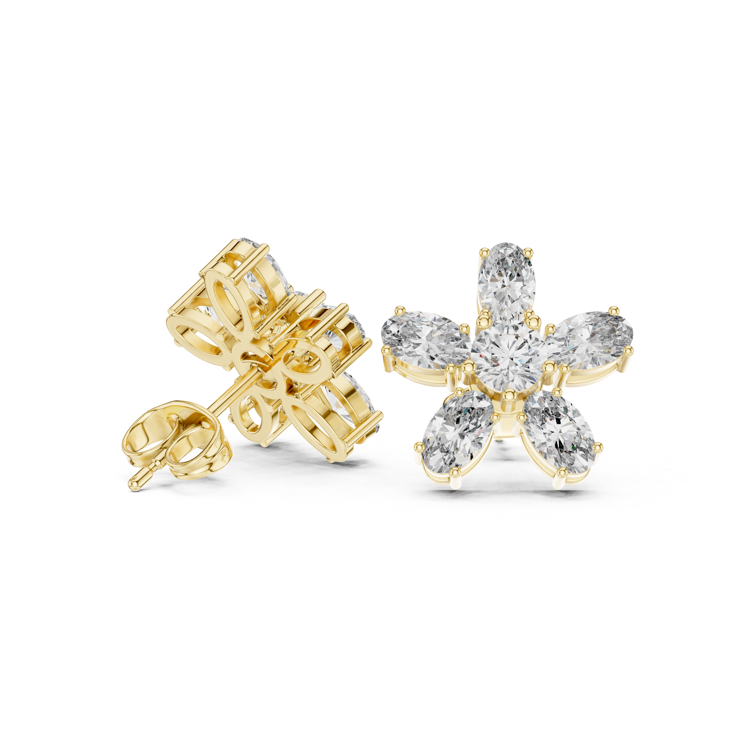 2.31 CT Oval Diamond Floral Cluster Stud Earrings