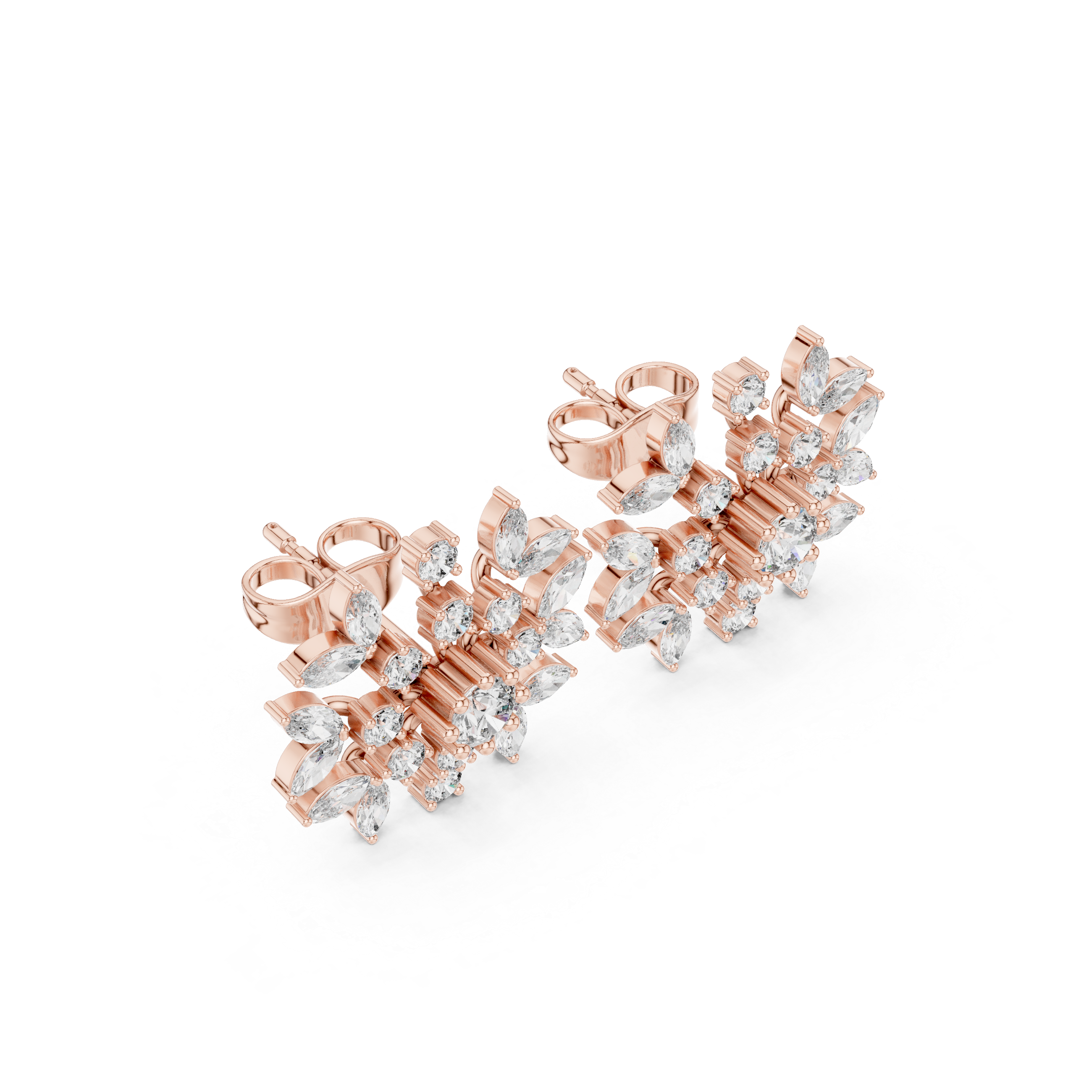 1.15 CT Diamond Snowflake Starburst Stud Earrings