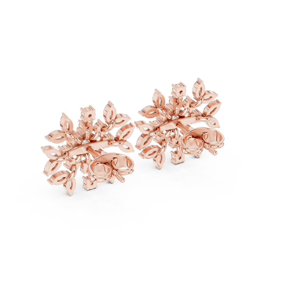 1.15 CT Diamond Snowflake Starburst Stud Earrings