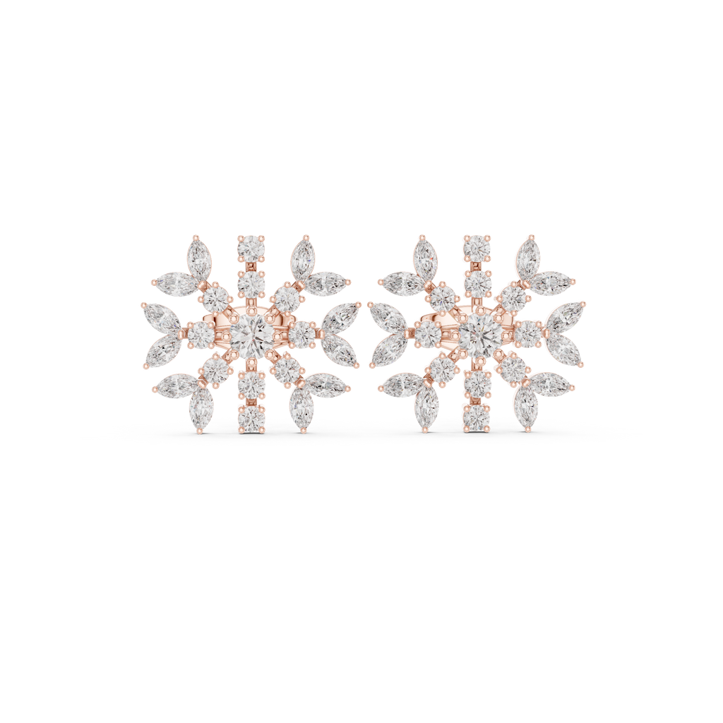 1.15 CT Diamond Snowflake Starburst Stud Earrings