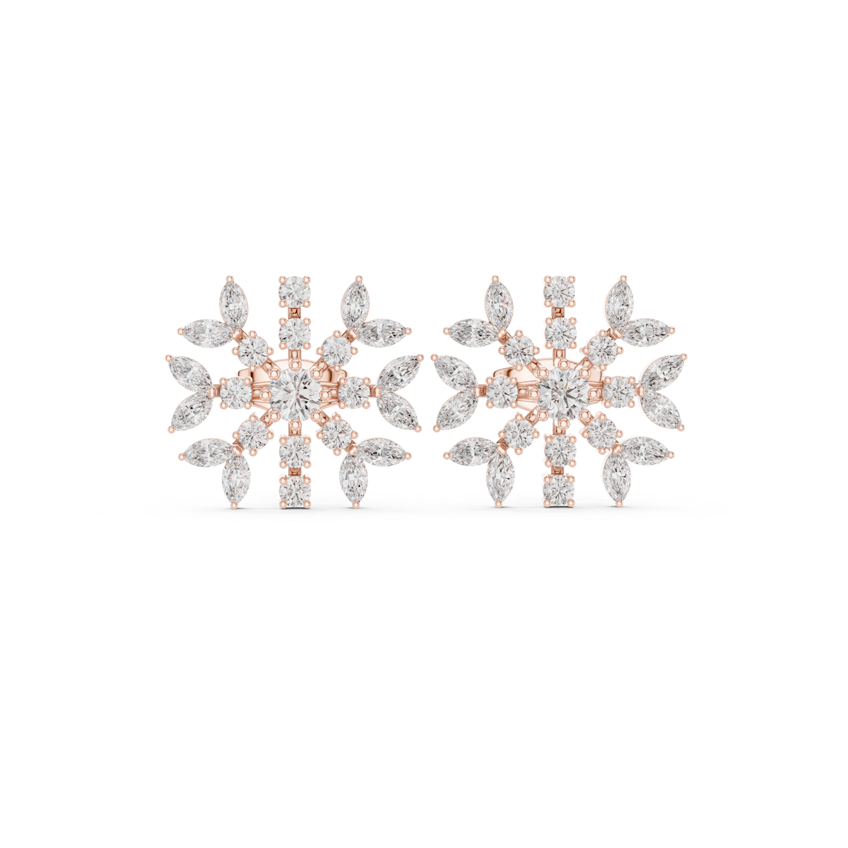 Diamond Snowflake Starburst Stud Earrings, gallery image — Jewelix Atelier