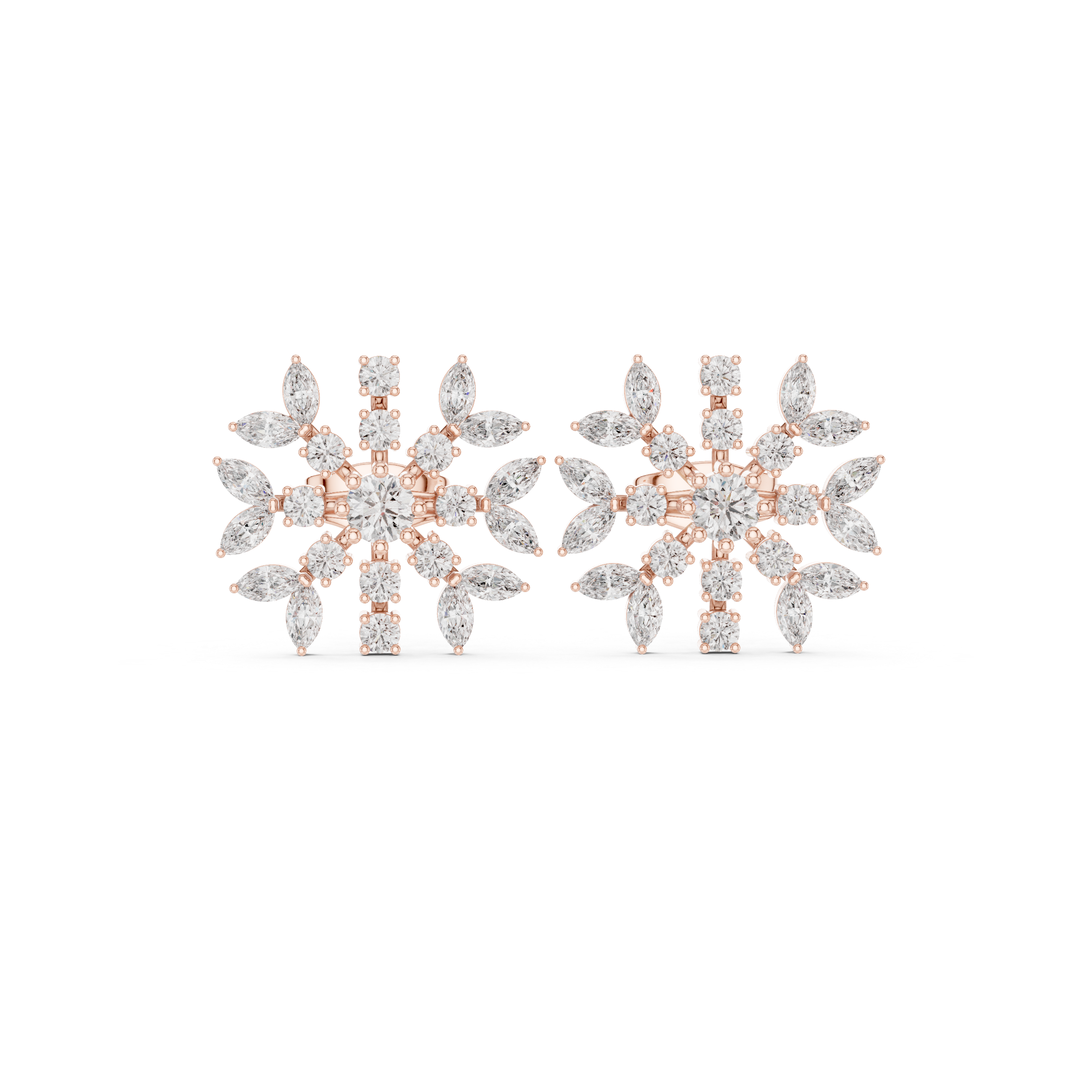 1.15 CT Diamond Snowflake Starburst Stud Earrings