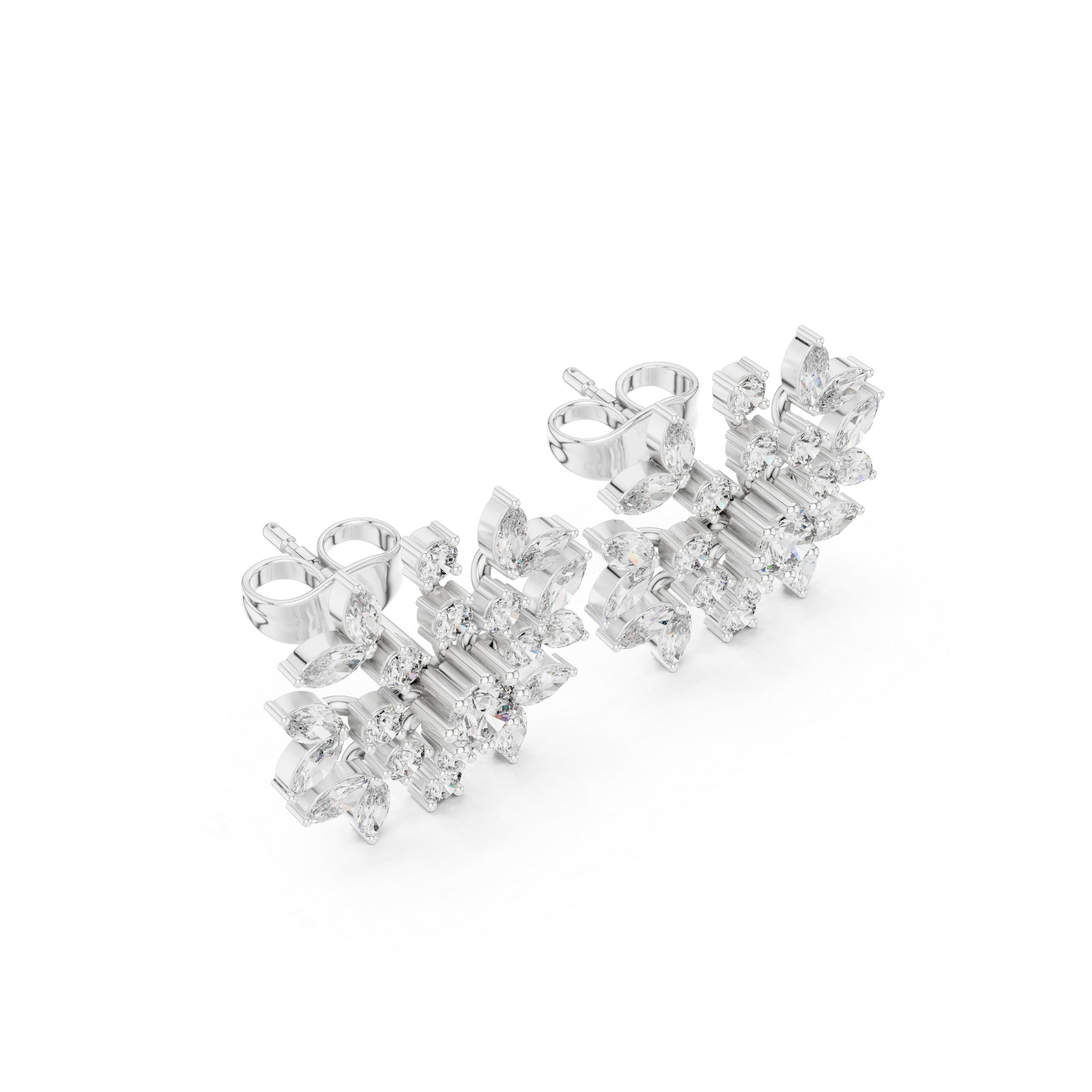 1.15 CT Diamond Snowflake Starburst Stud Earrings