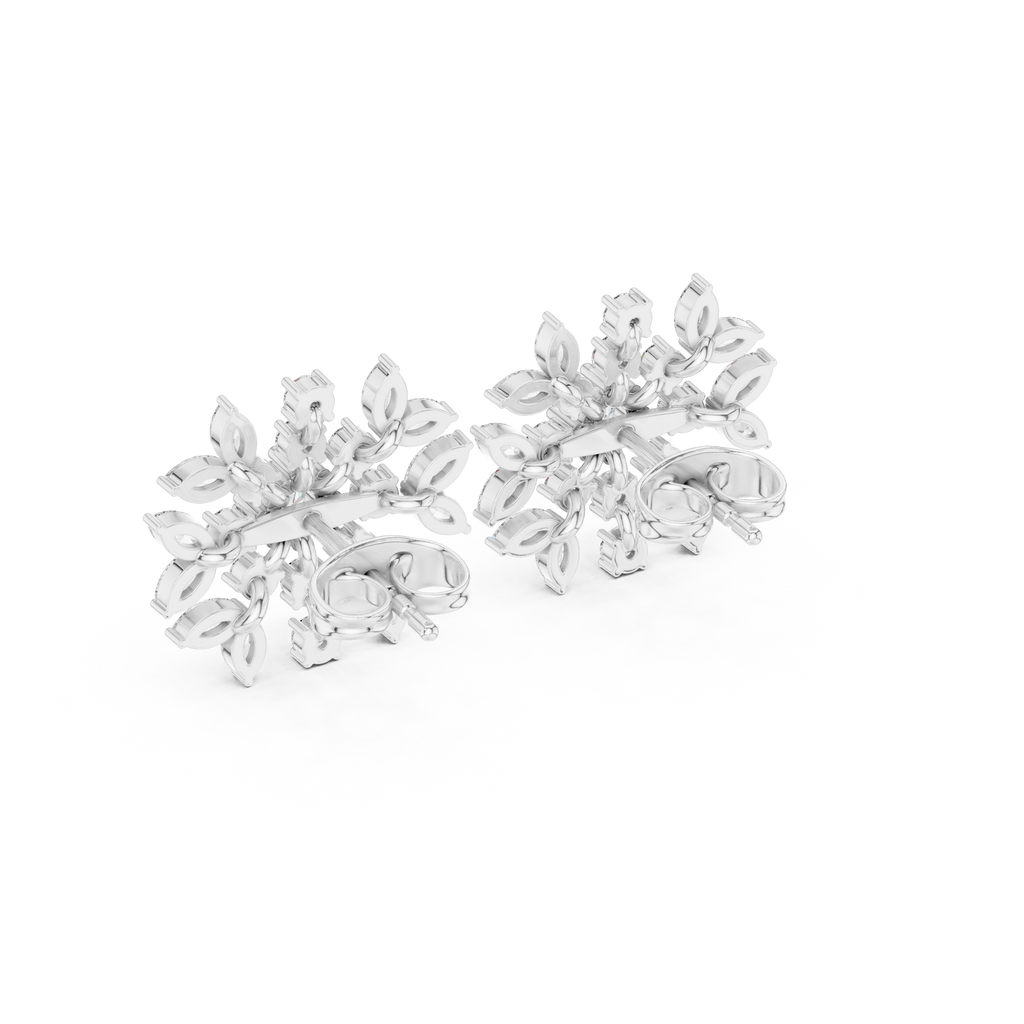1.15 CT Diamond Snowflake Starburst Stud Earrings