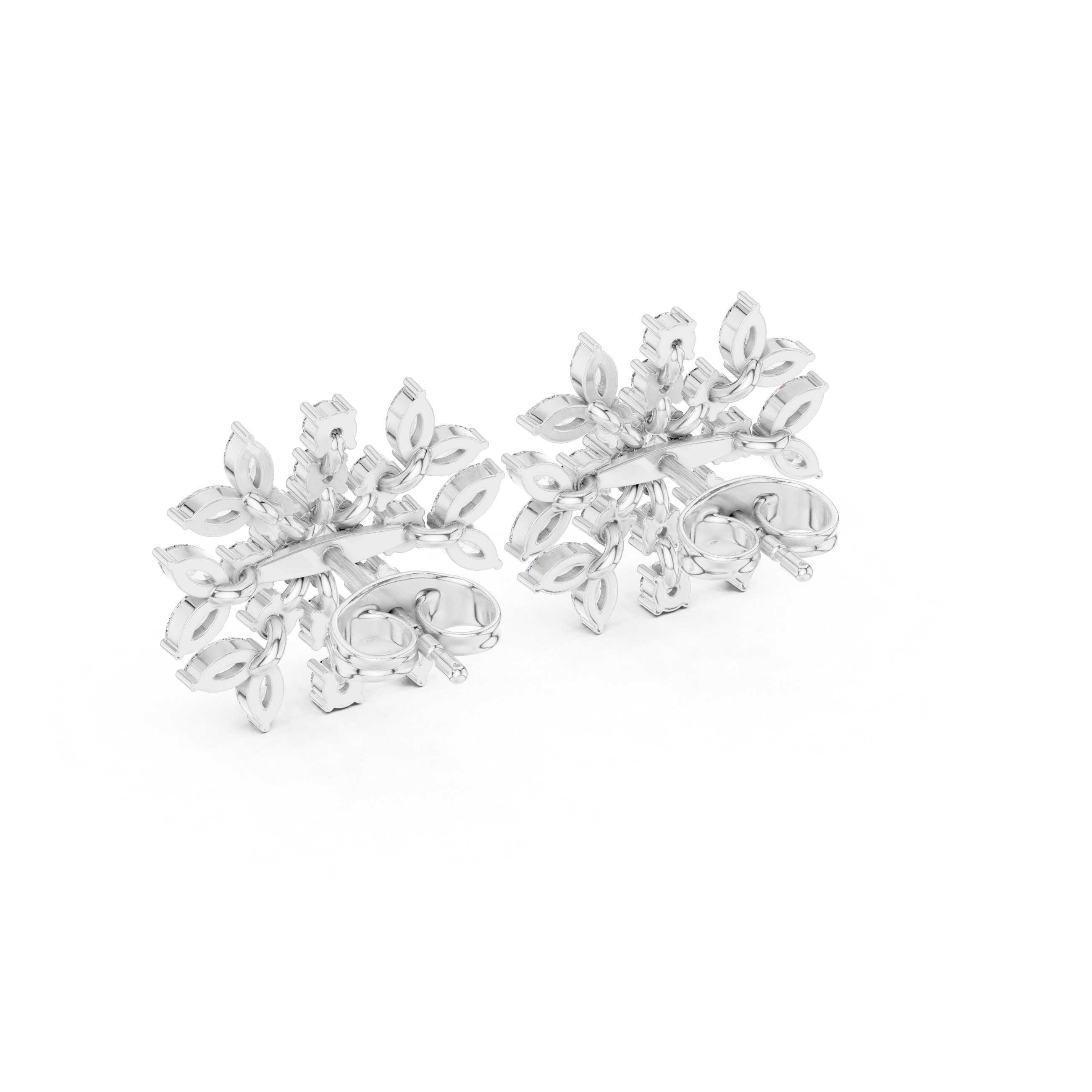 1.15 CT Diamond Snowflake Starburst Stud Earrings