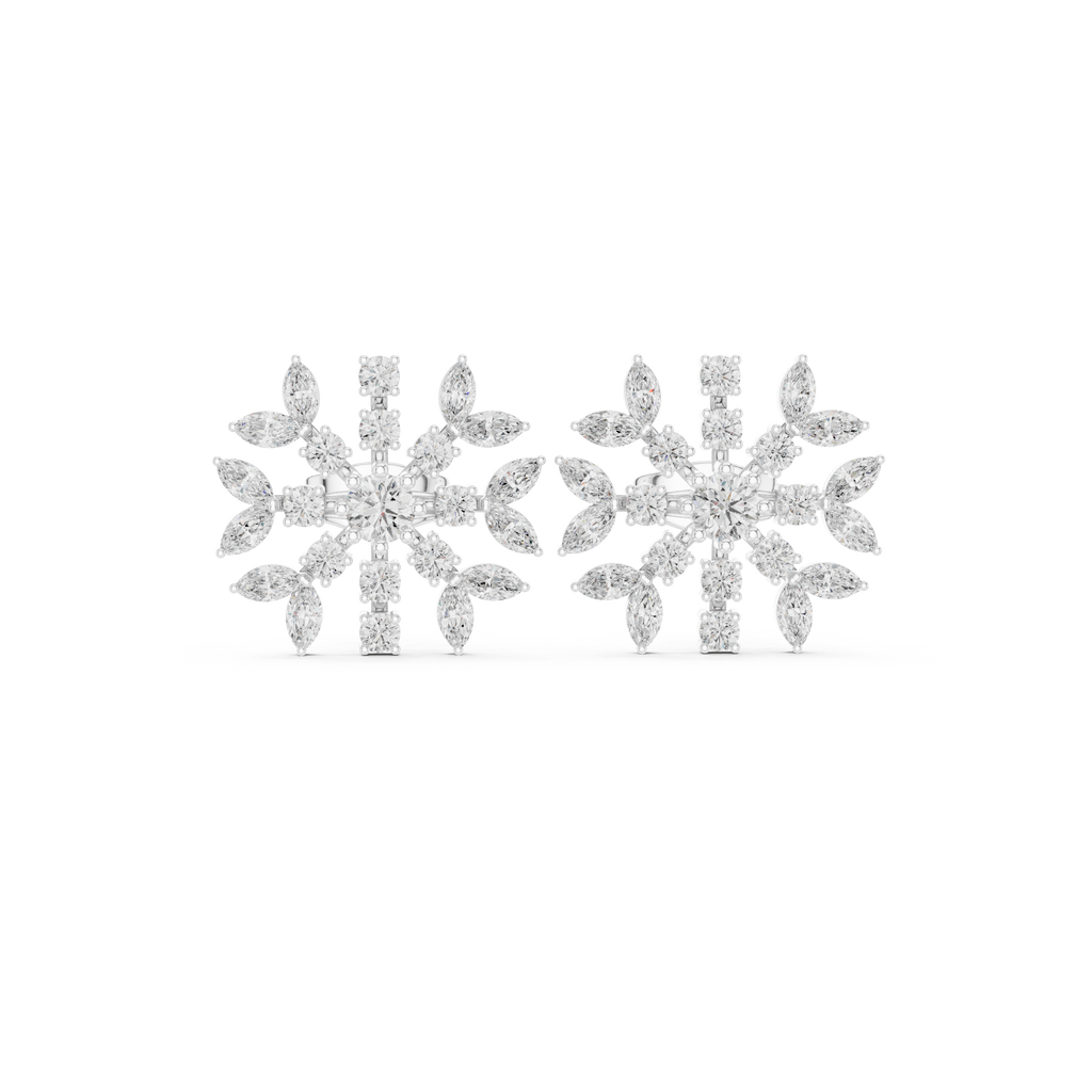 1.15 CT Diamond Snowflake Starburst Stud Earrings
