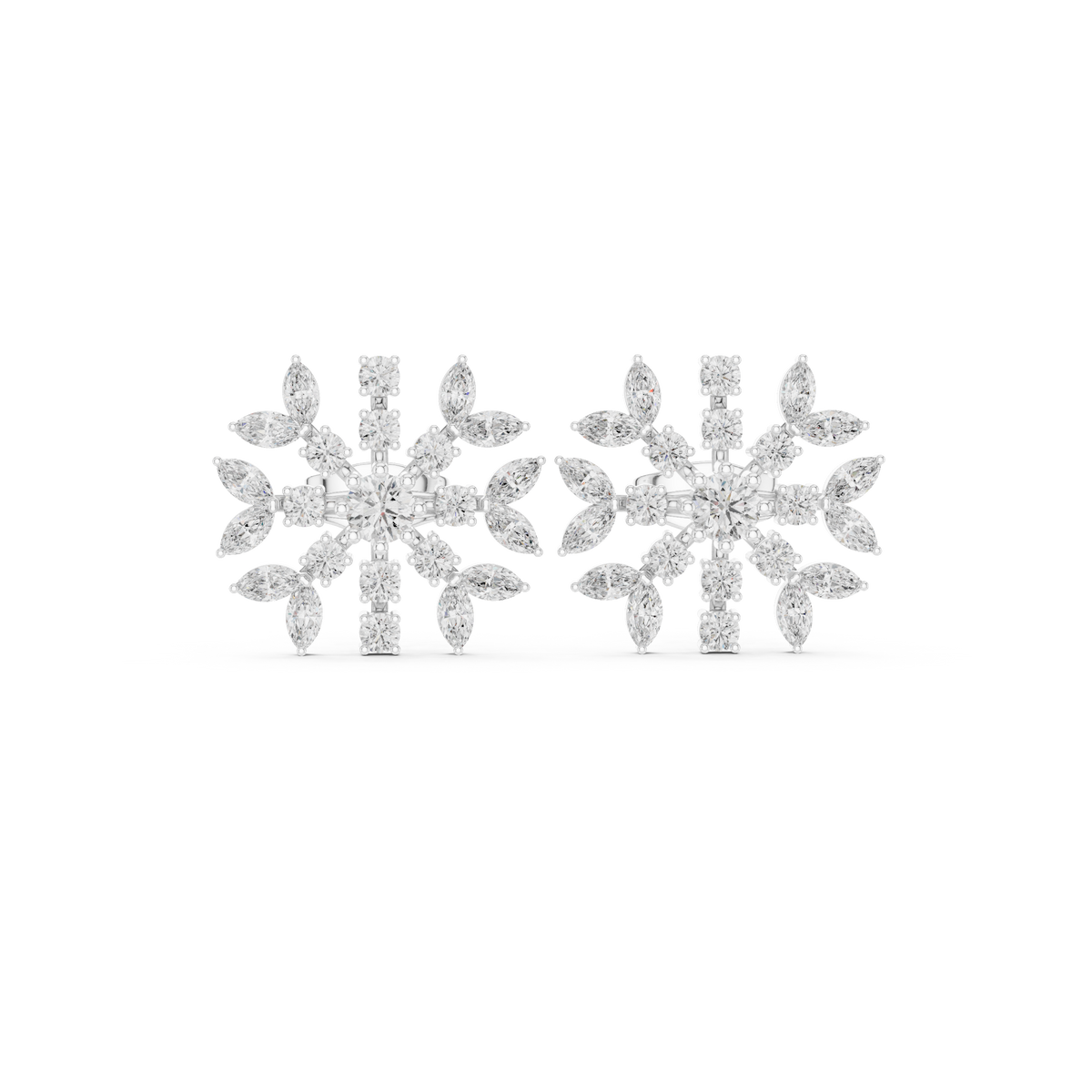 Diamond Snowflake Starburst Stud Earrings — Jewelix Atelier