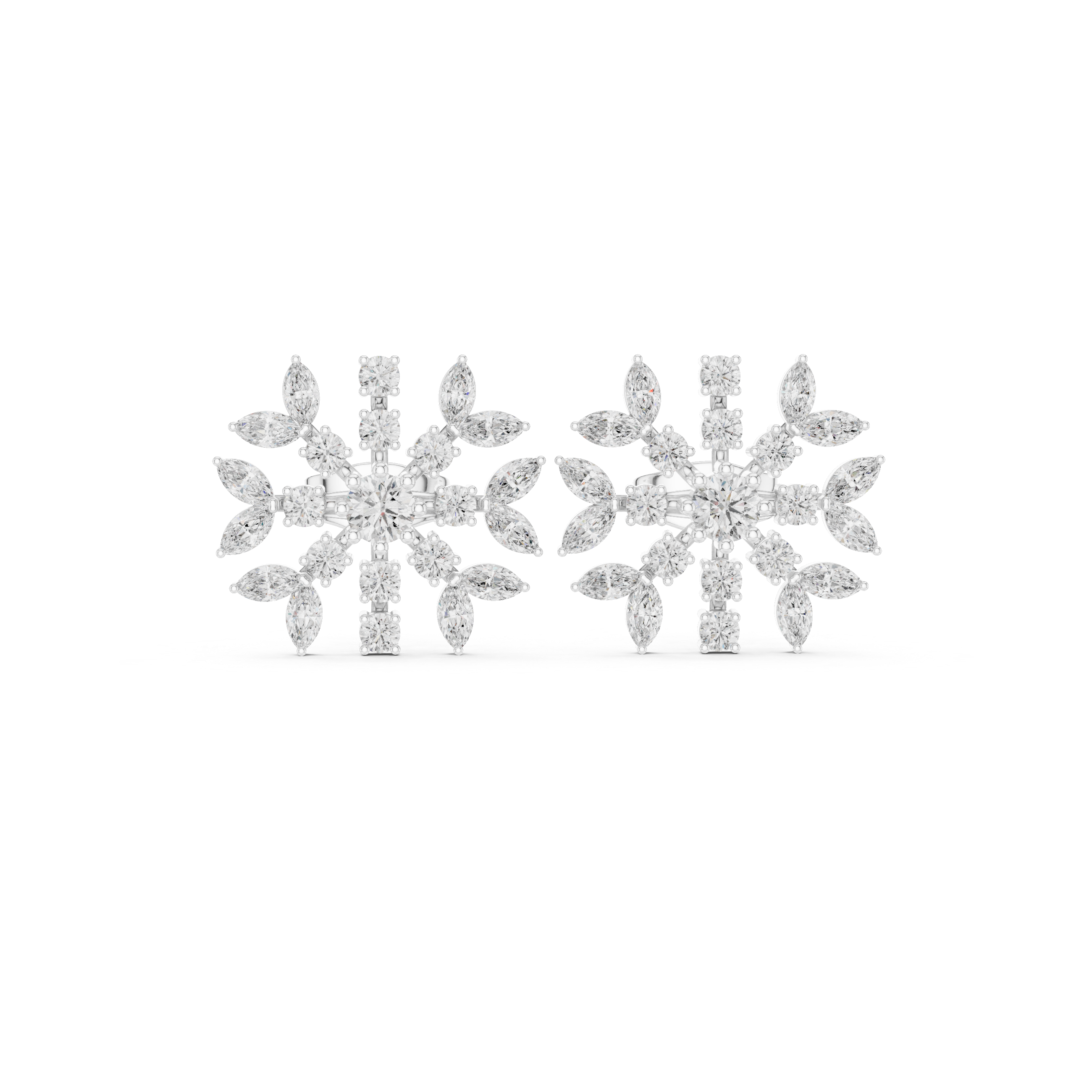 1.15 CT Diamond Snowflake Starburst Stud Earrings
