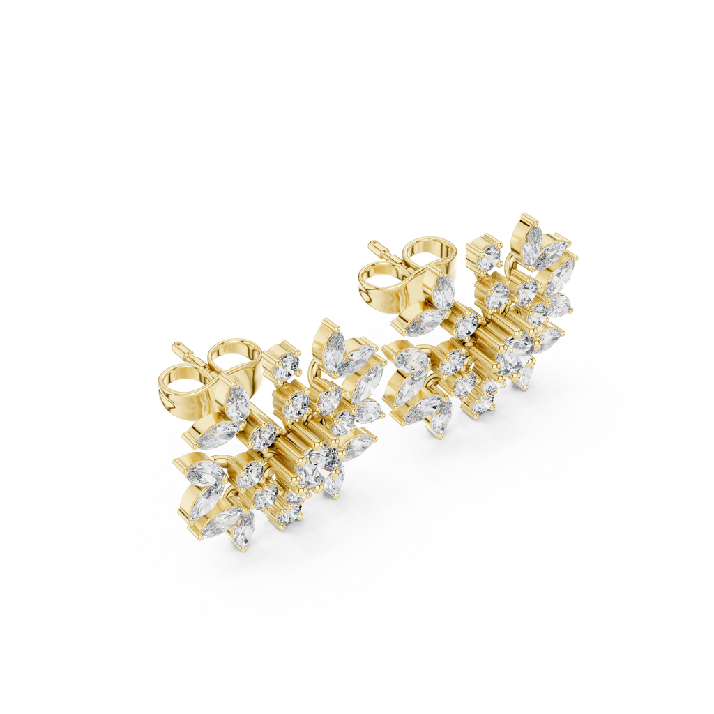 1.15 CT Diamond Snowflake Starburst Stud Earrings