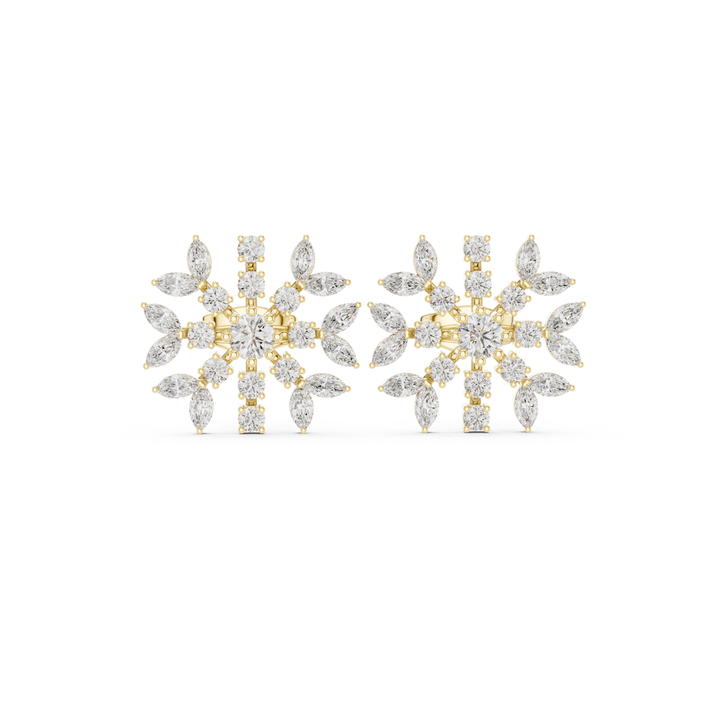 1.15 CT Diamond Snowflake Starburst Stud Earrings