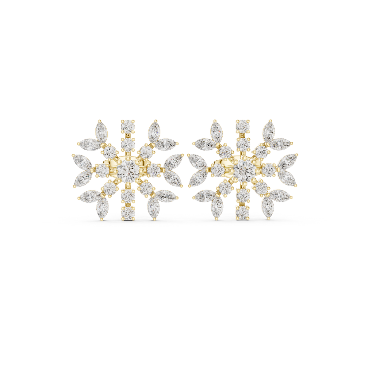 Diamond Snowflake Starburst Stud Earrings, additional photo — Jewelix Atelier