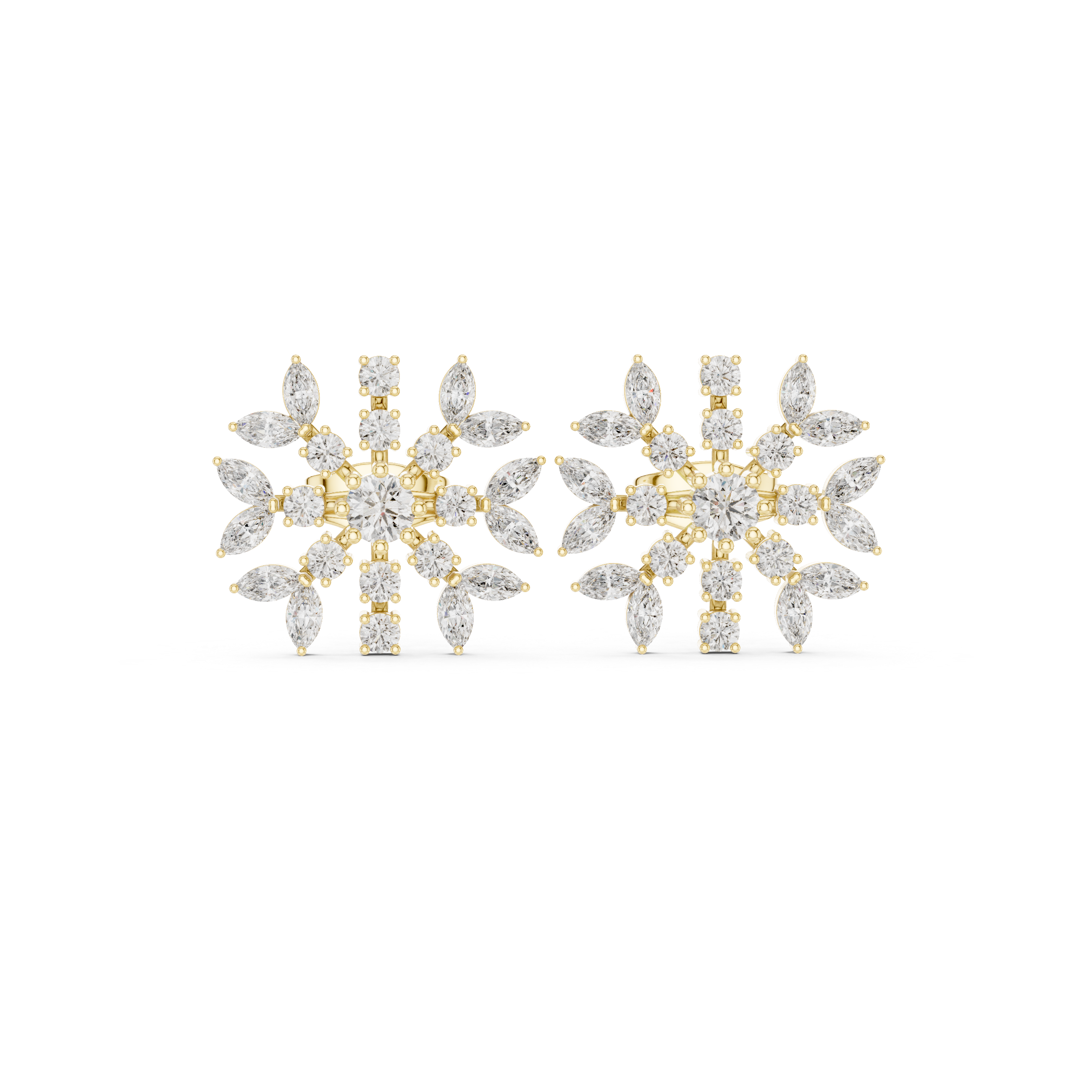 1.15 CT Diamond Snowflake Starburst Stud Earrings