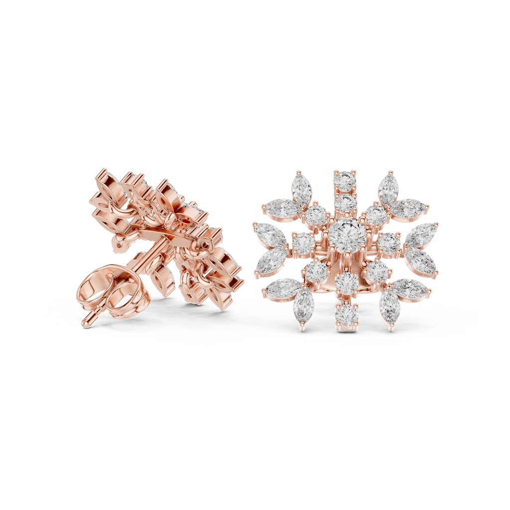 1.15 CT Diamond Snowflake Starburst Stud Earrings