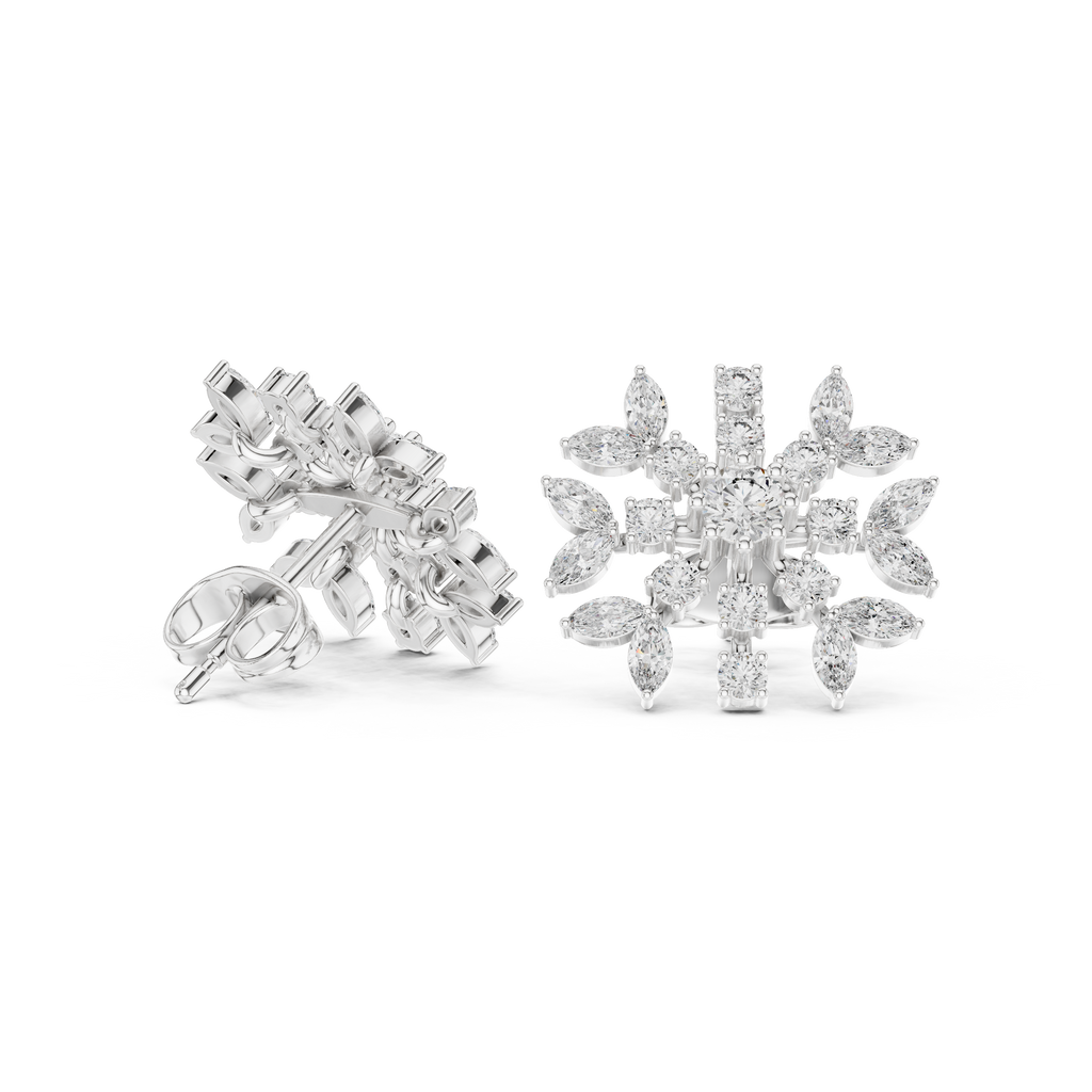 1.15 CT Diamond Snowflake Starburst Stud Earrings