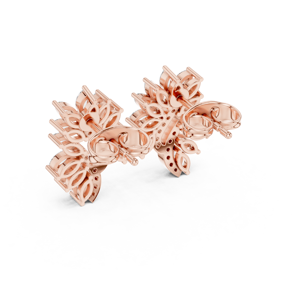 0.61 CT Marquise Diamond Feather Leaf Stud Earrings