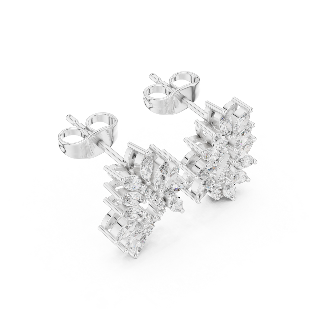 0.61 CT Marquise Diamond Feather Leaf Stud Earrings
