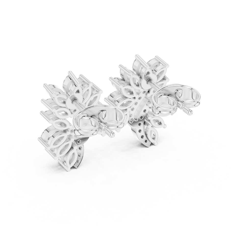 0.61 CT Marquise Diamond Feather Leaf Stud Earrings