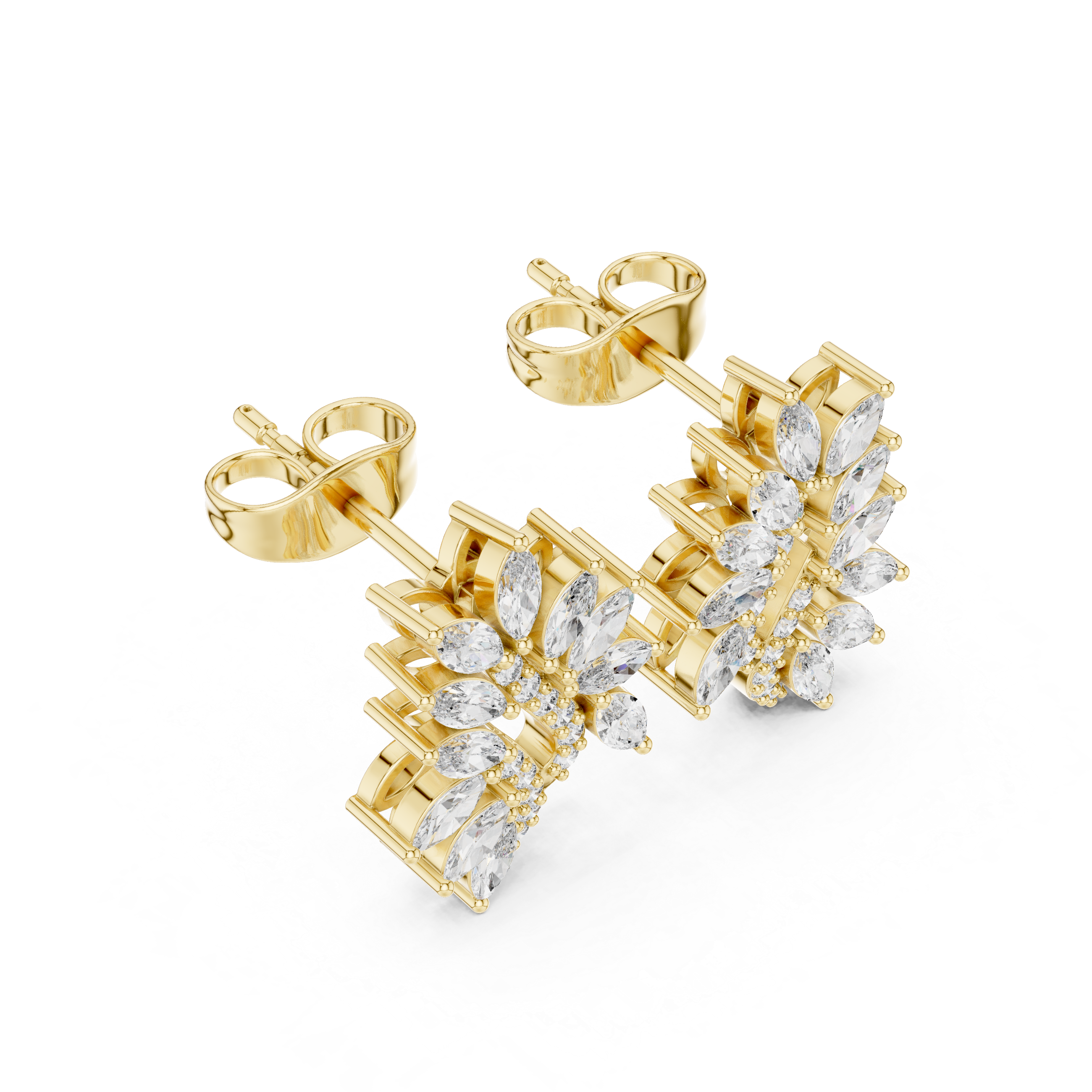 0.61 CT Marquise Diamond Feather Leaf Stud Earrings